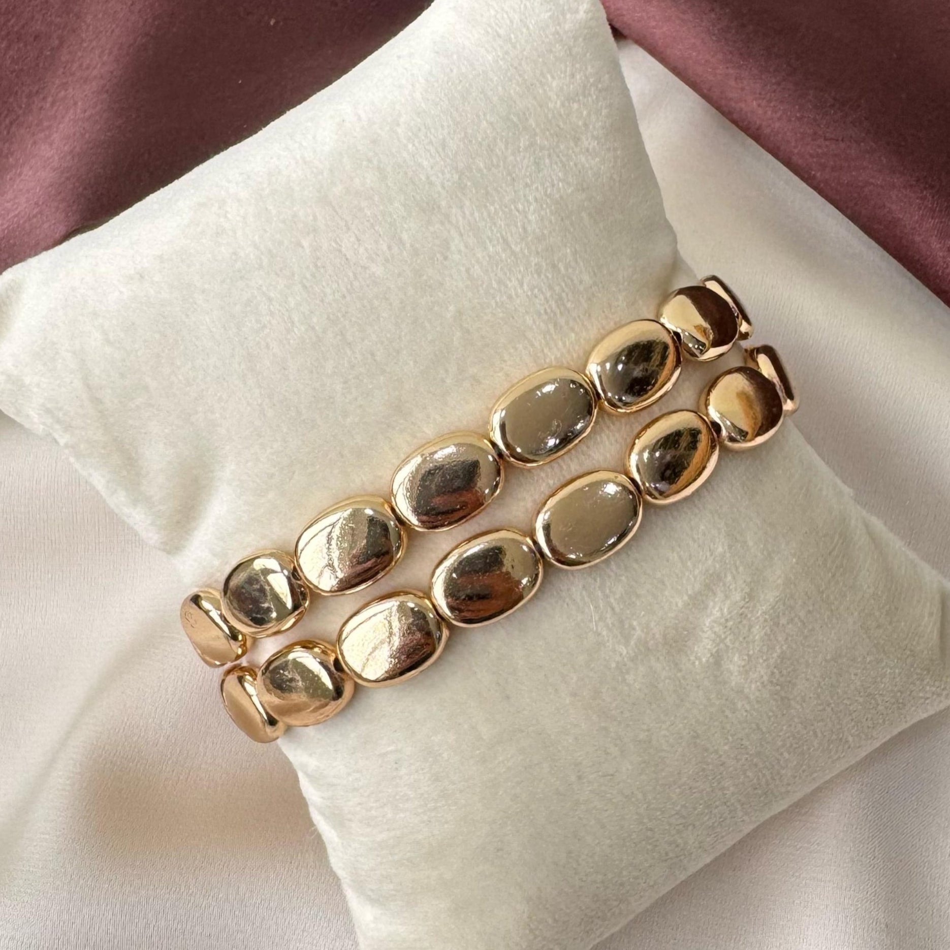 TFC Flate Bead Gold Plated Bracelet Set of 2