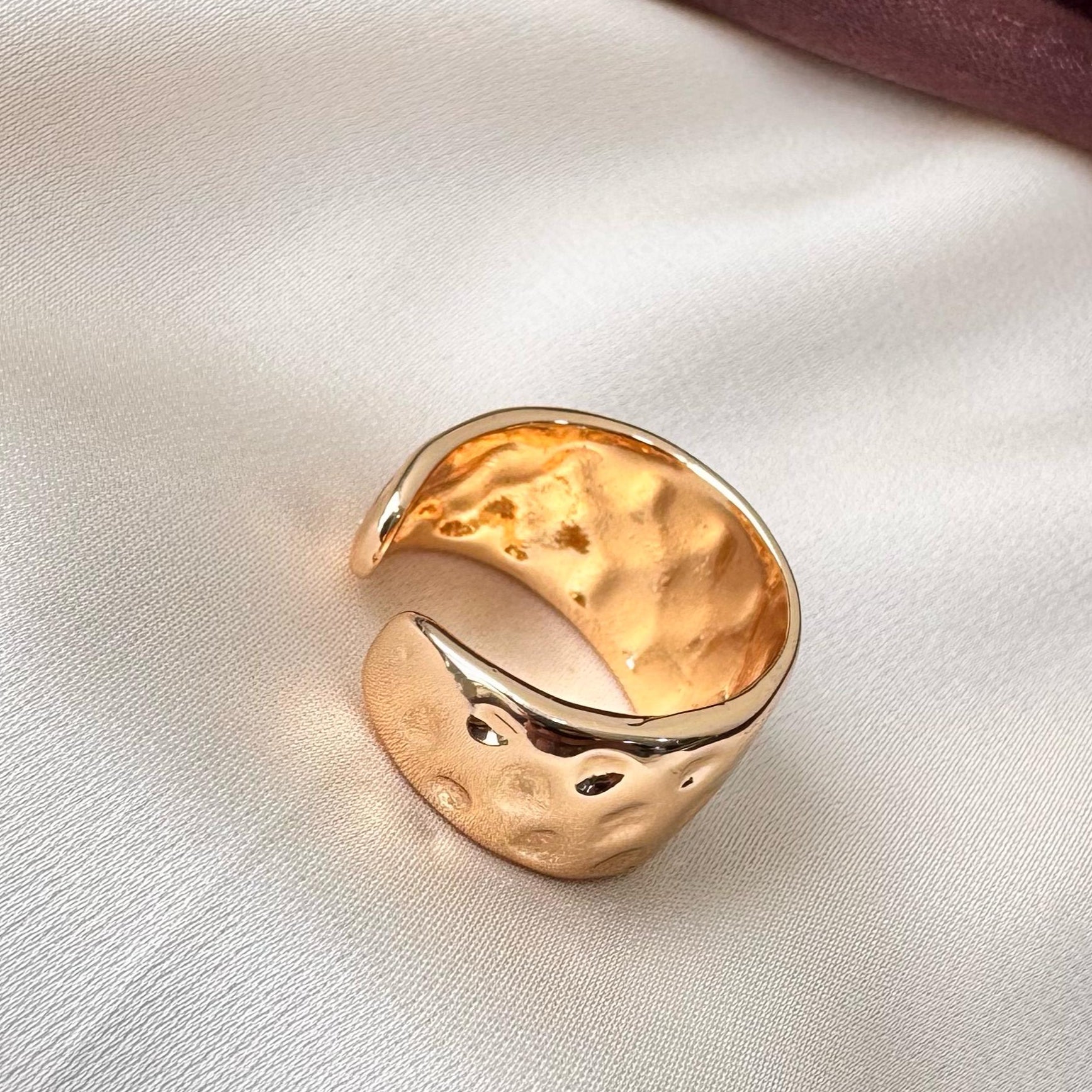 TFC Texture Gold Plated Adjustable Ring