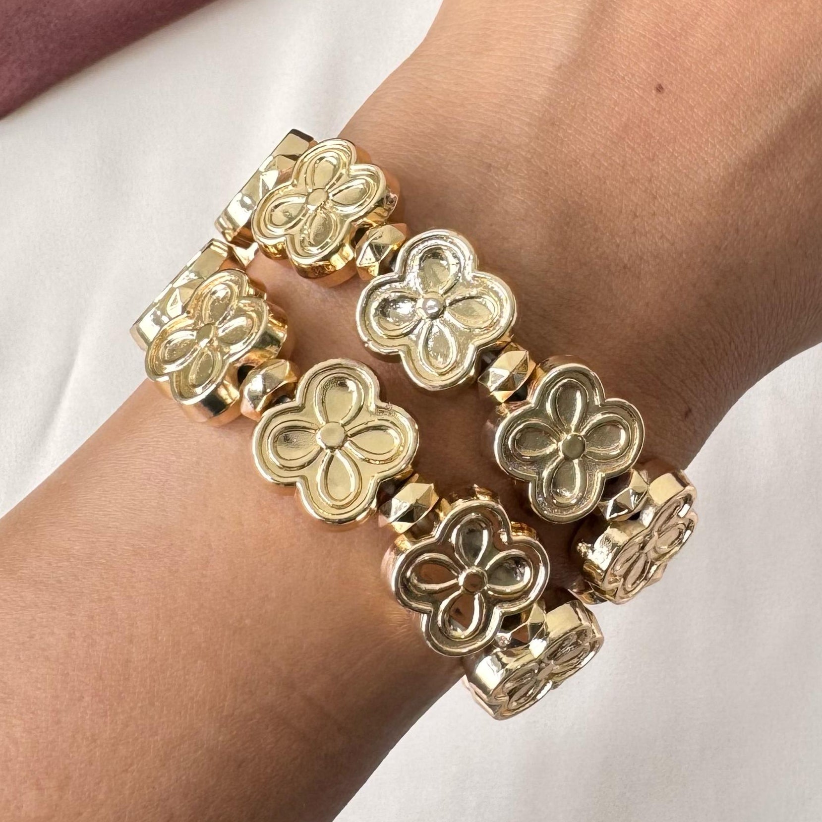 TFC Flower Bead Gold Plated Bracelet