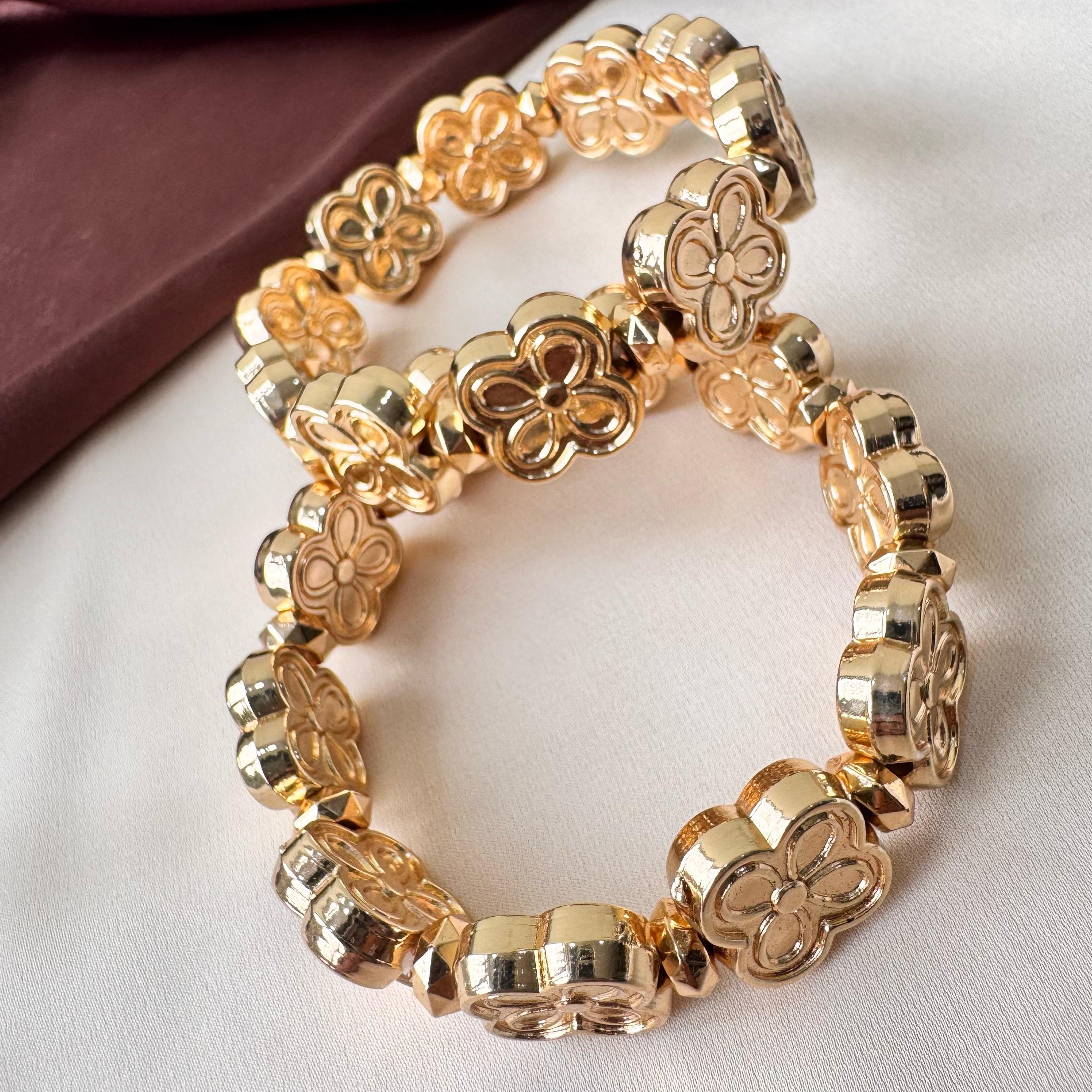 TFC Flower Bead Gold Plated Bracelet