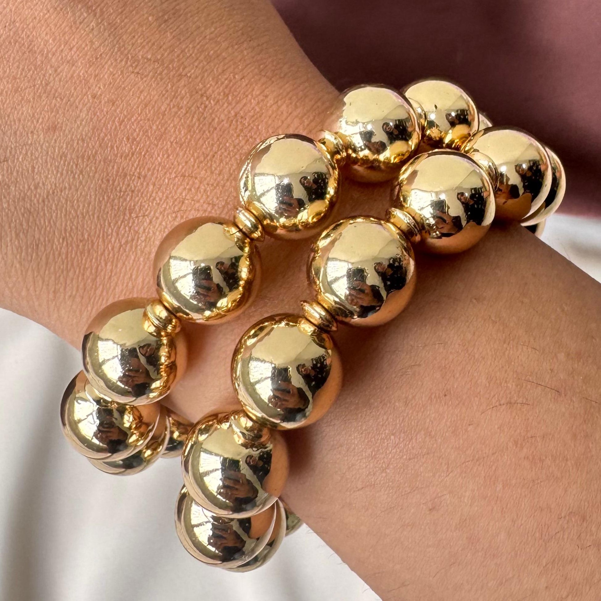 TFC Gold Bold Bead Gold Plated Bracelet (Set of 2)