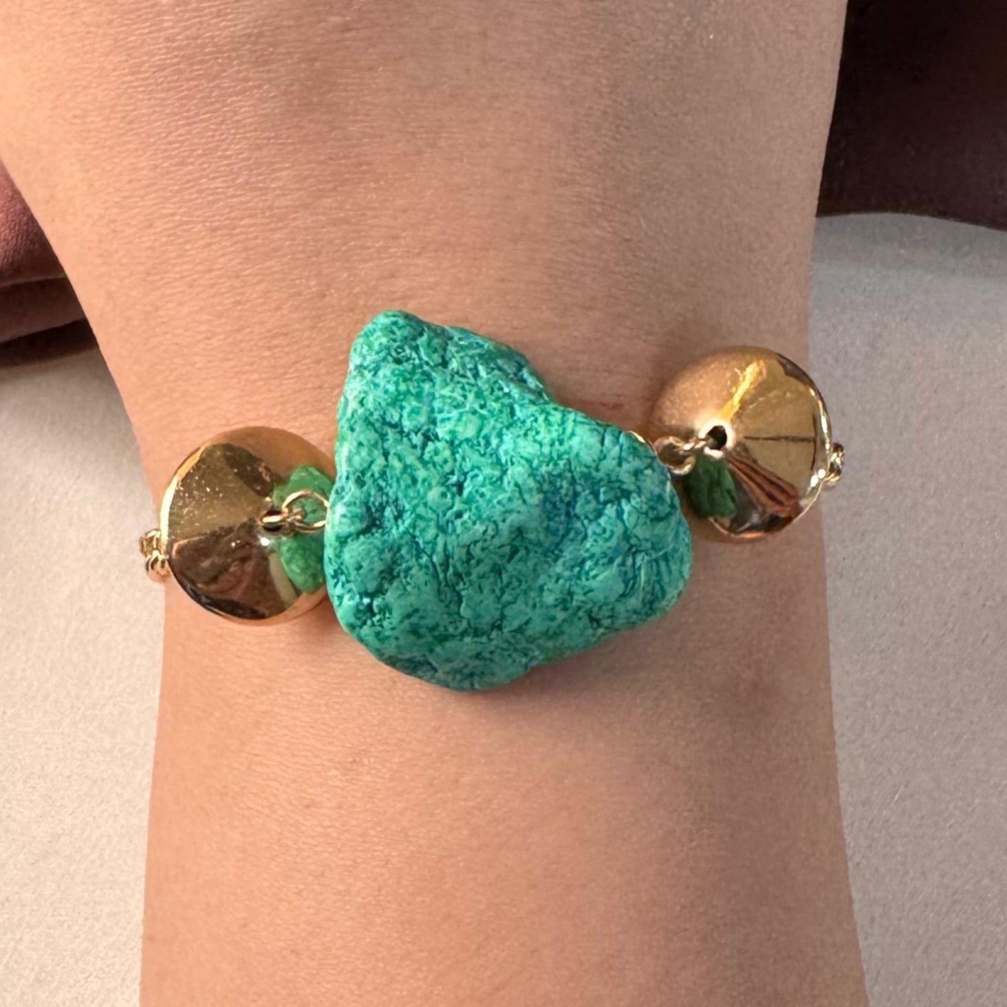 TFC Green Gron Stone Gold Plated Adjustable Bracelet