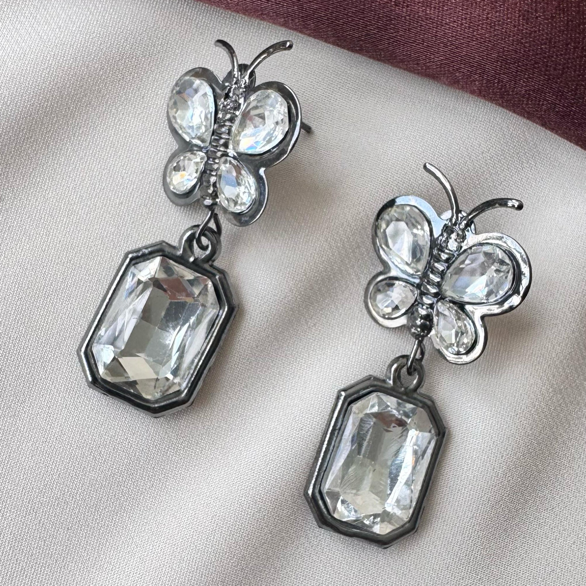 TFC Diamond Butterfly Oxidised Earrings