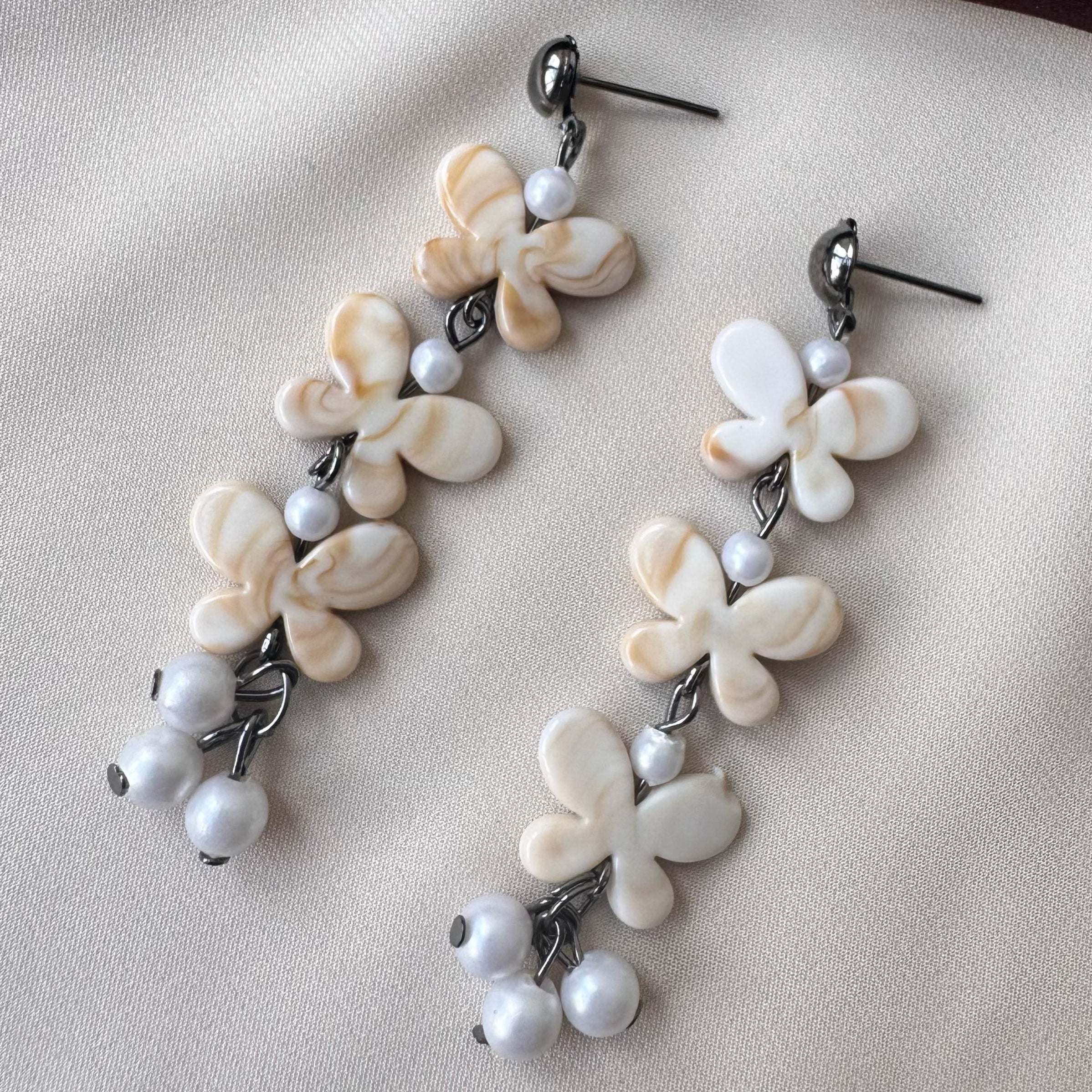 TFC Butterfly Flower Silver Earrings