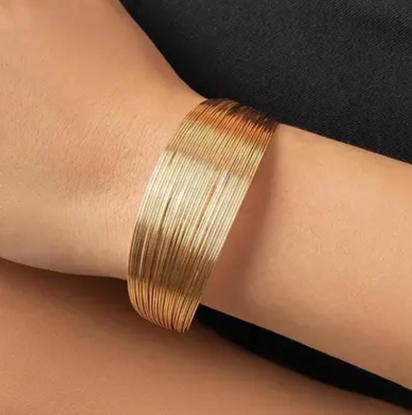 TFC Multi Wires Gold Plated Cuff Bracelet