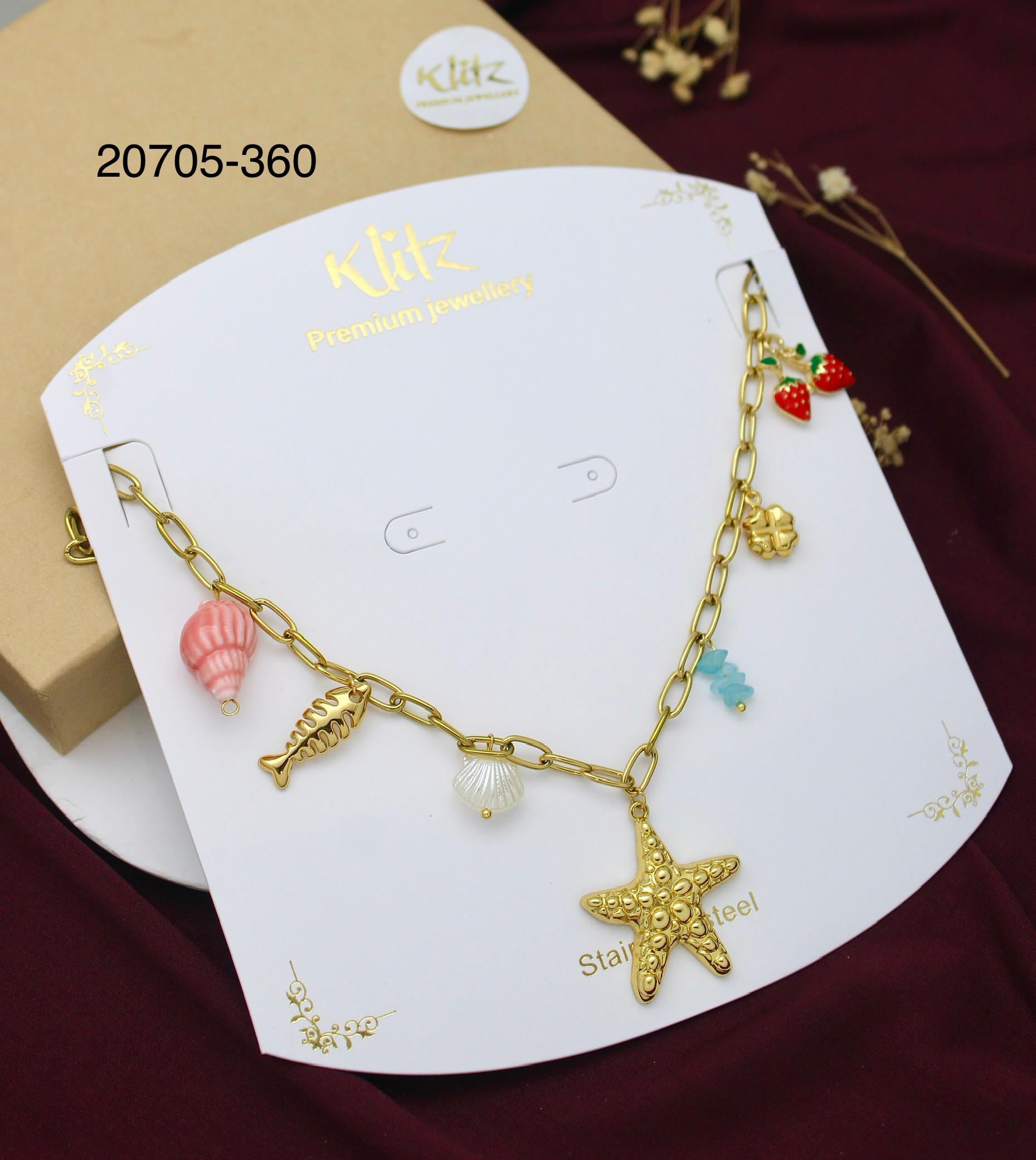 TFC Star & Berry Charms Gold Plated Necklace