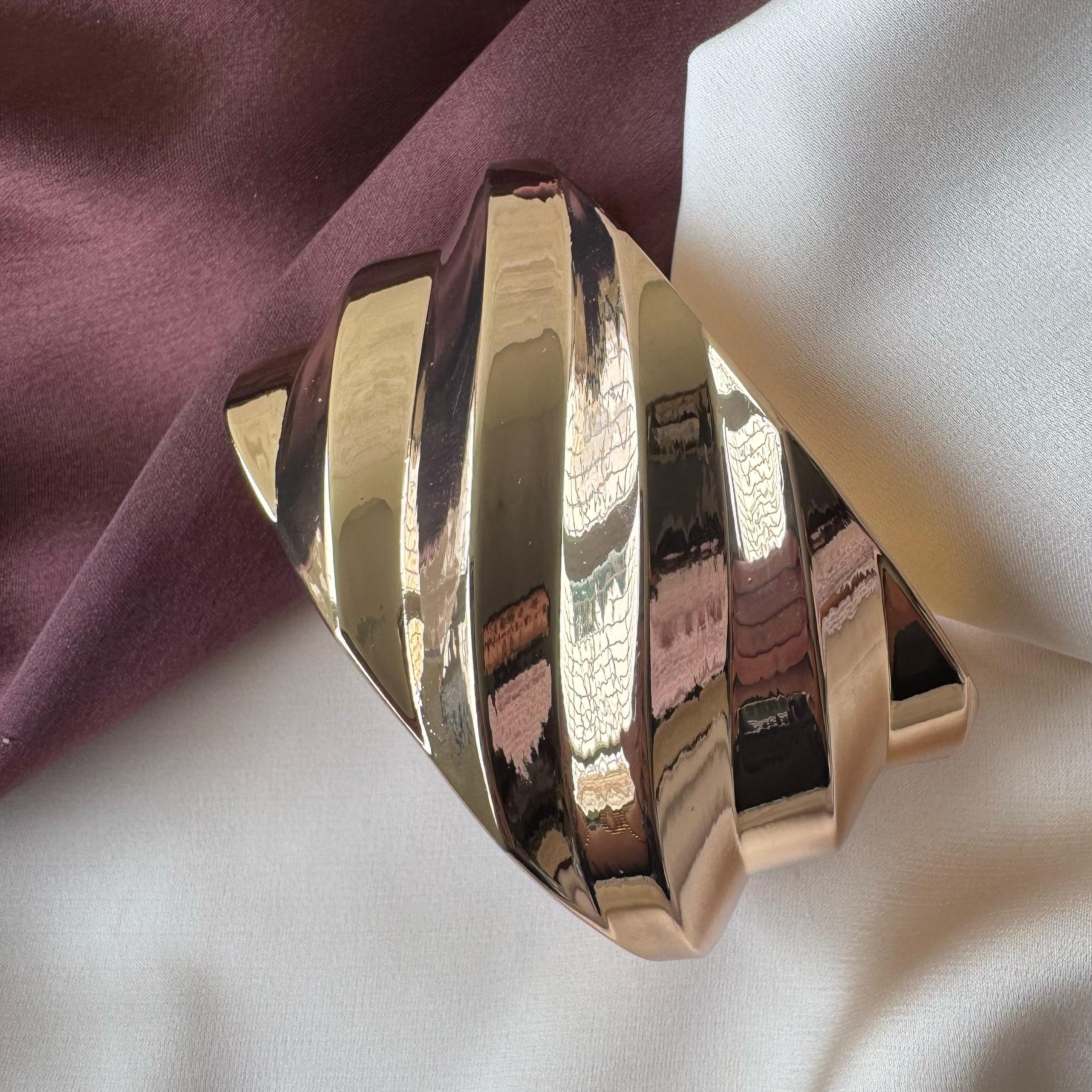 TFC Size 2.6 Slant Wave Gold Plated Bracelet Bangle