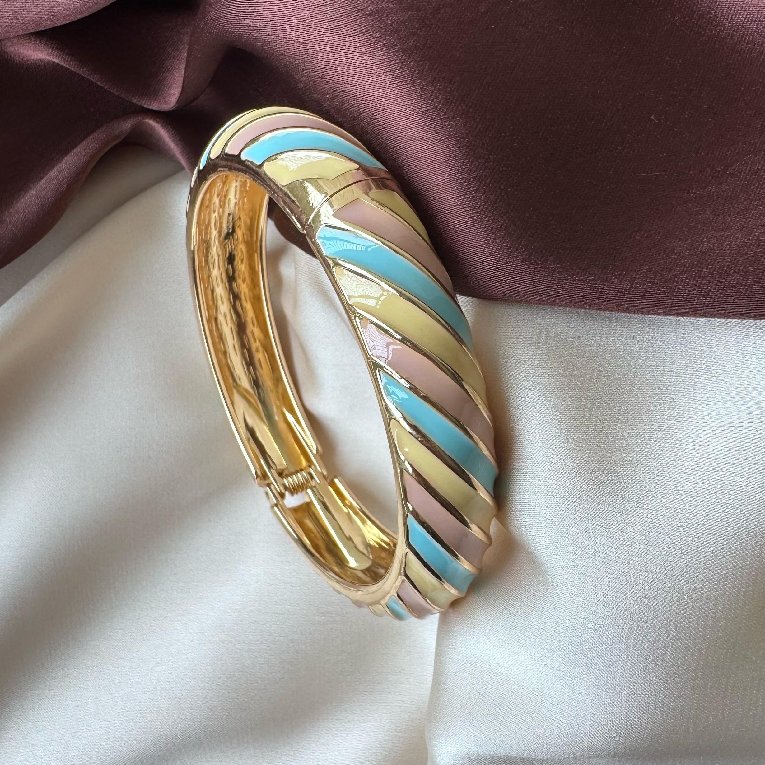 TFC Size 2.6  Blue & Yellow Swirl Gold Plated Bracelet Bangle