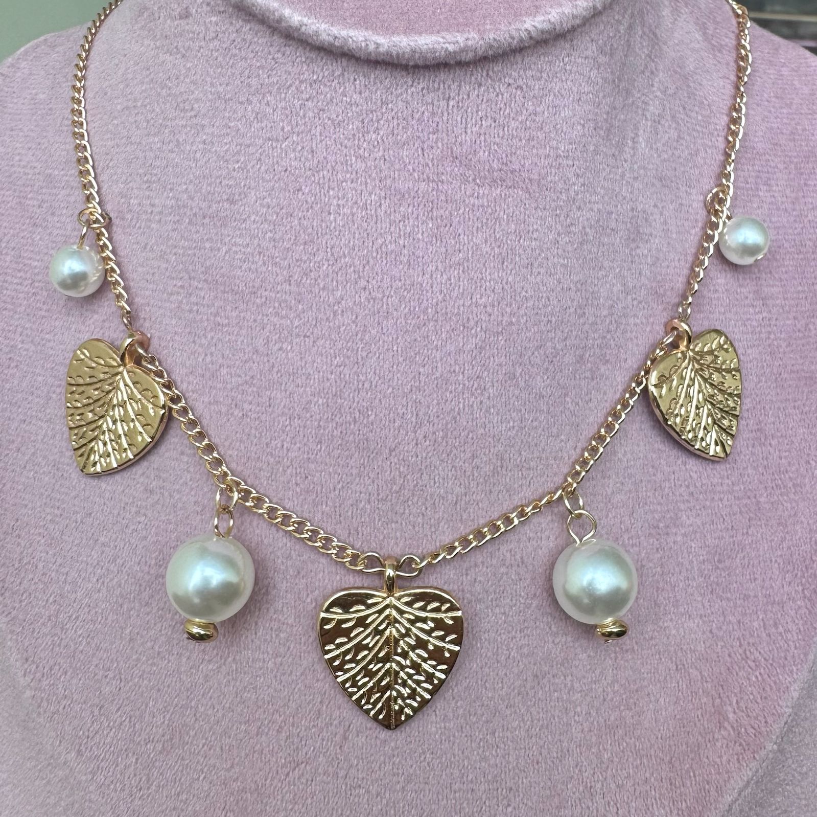 TFC Leafy Pearl Gold Plated Necklace