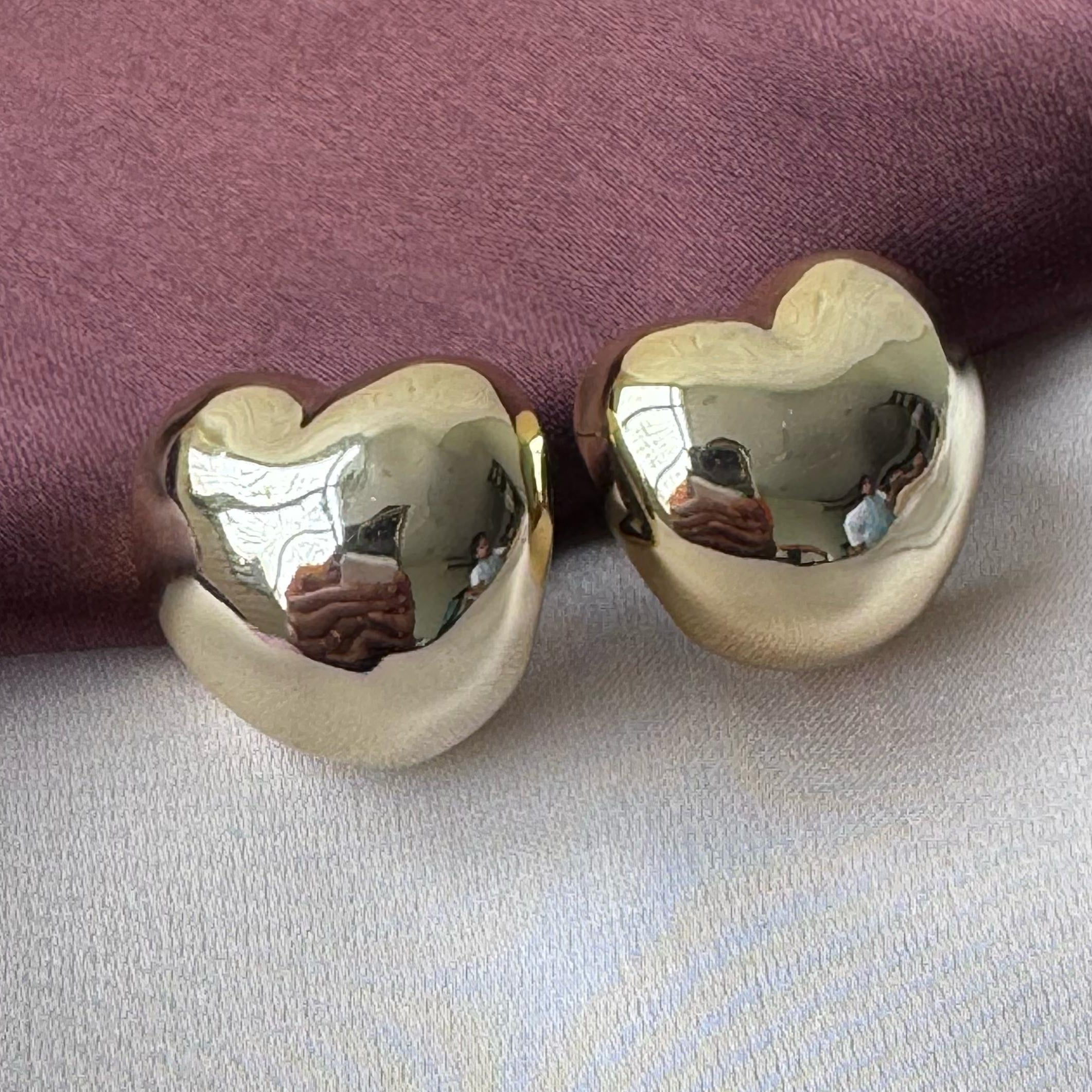 TFC Plumpy Heart Gold Plated Stud Earrings