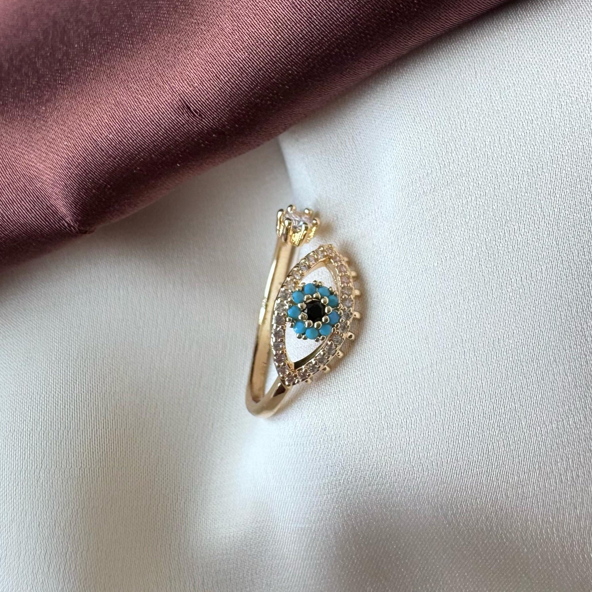 TFC Adjustable  Evil Eye Gold Plated Ring