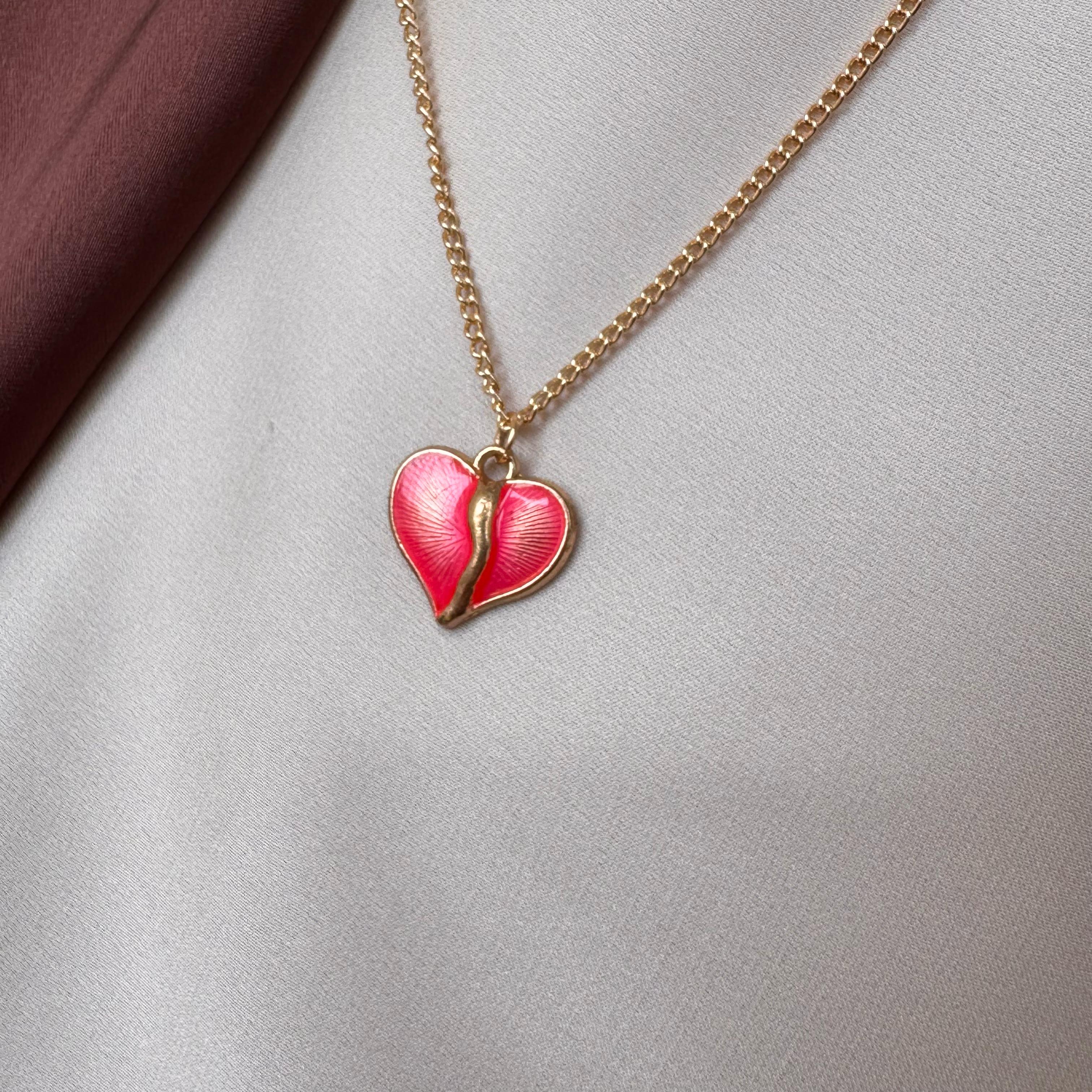 TFC Pink Heart Gold Plated Pendant Necklace
