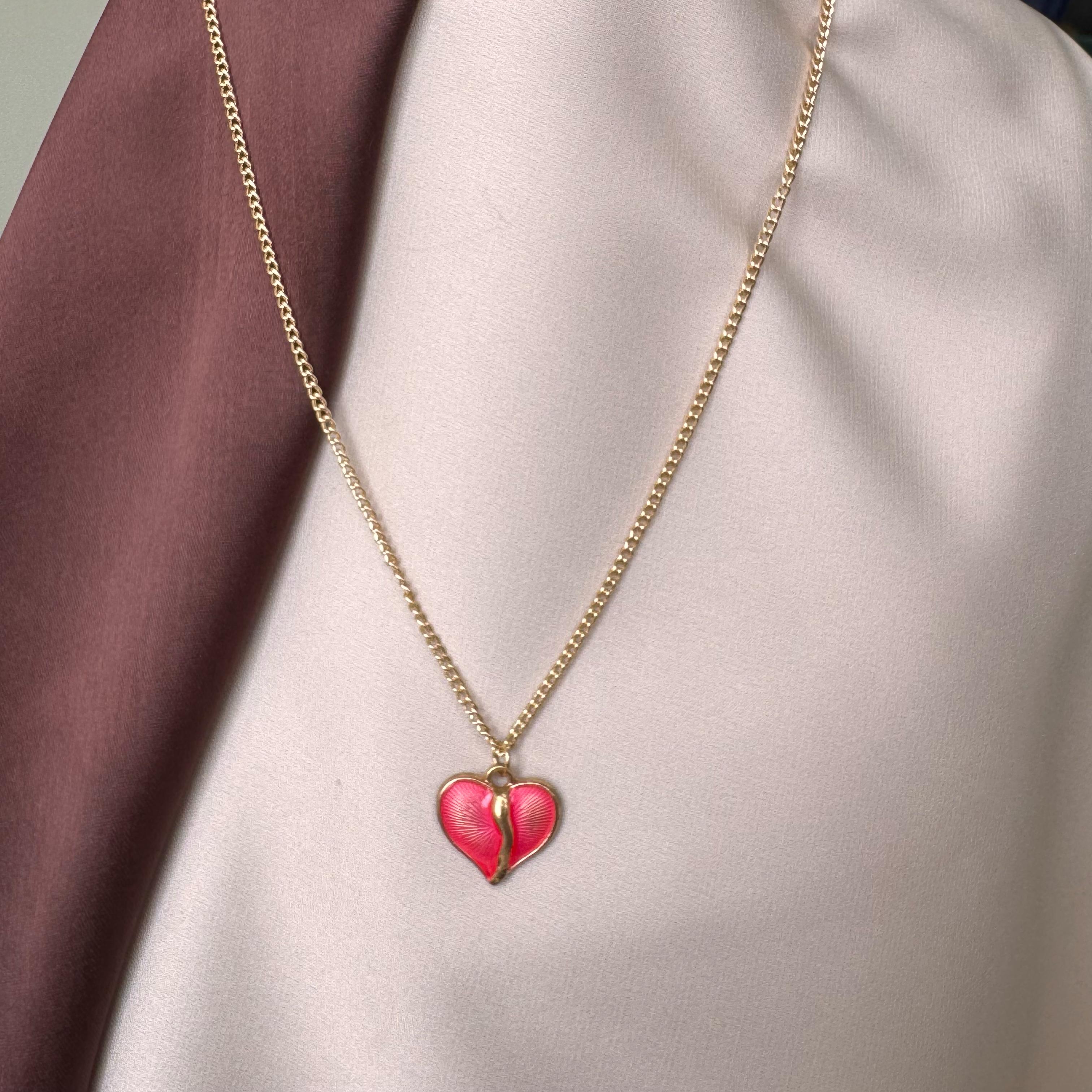 TFC Pink Heart Gold Plated Pendant Necklace