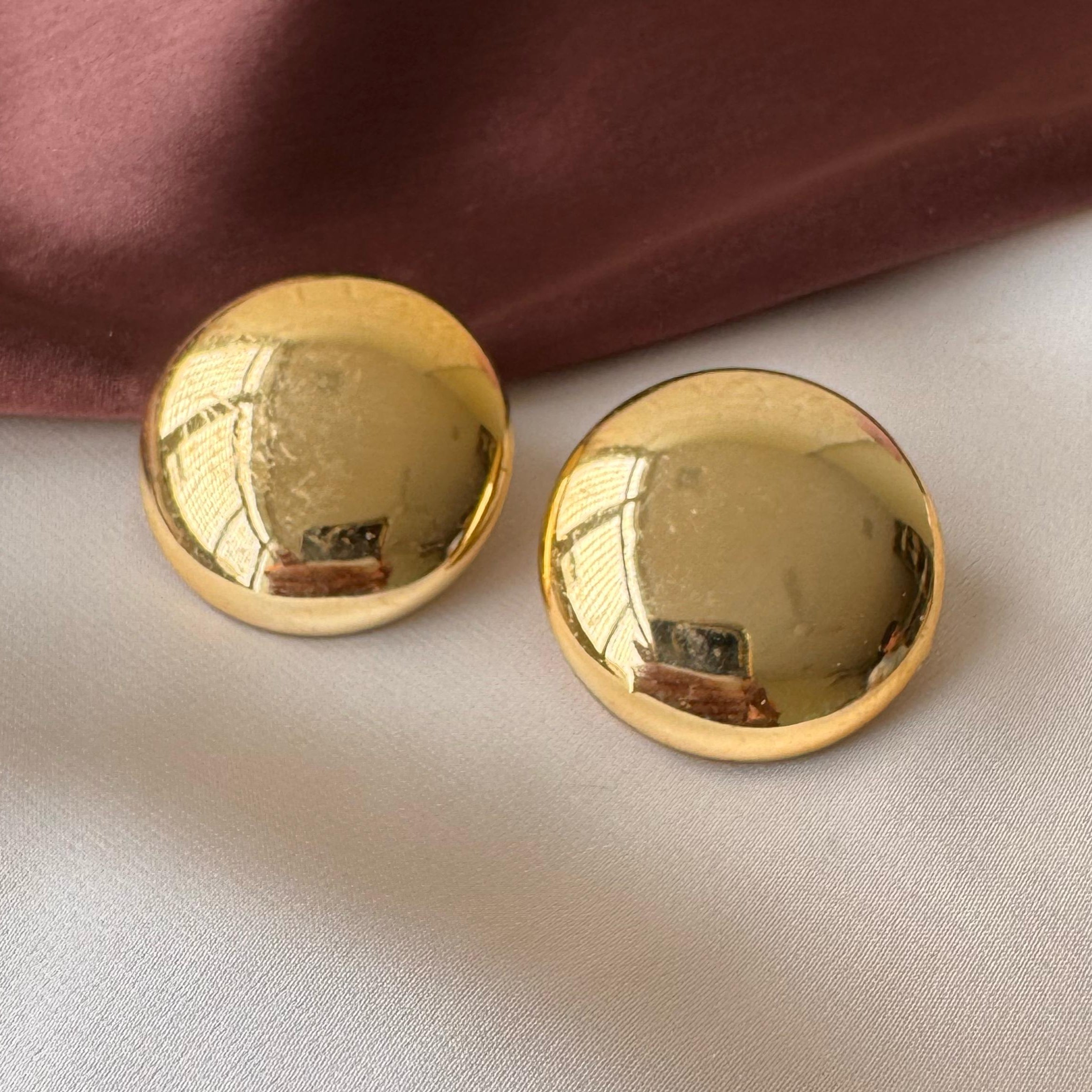 TFC Plane Circle Gold Plated Stud Earrings