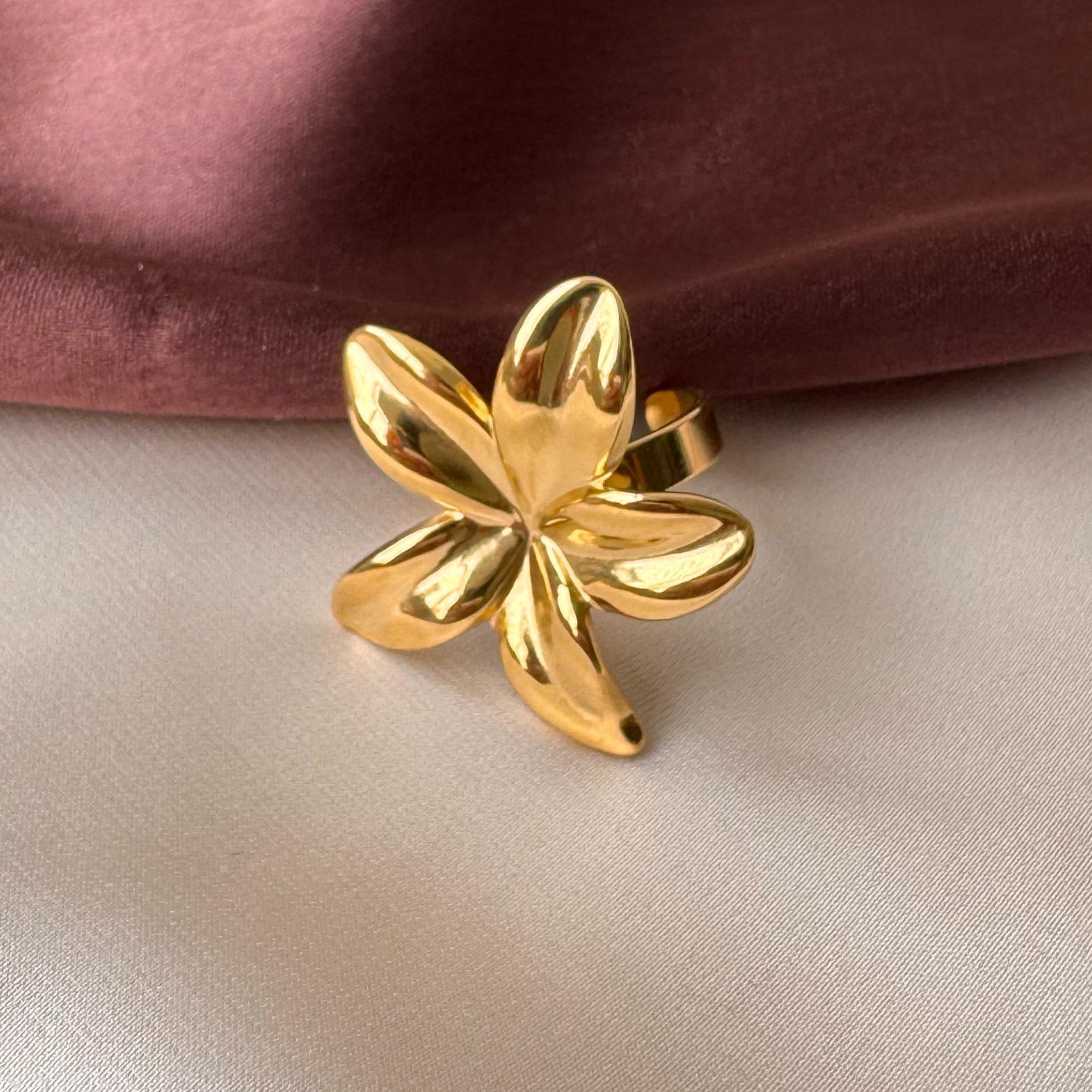 TFC Adjustable Mini Flower Gold Plated Ring