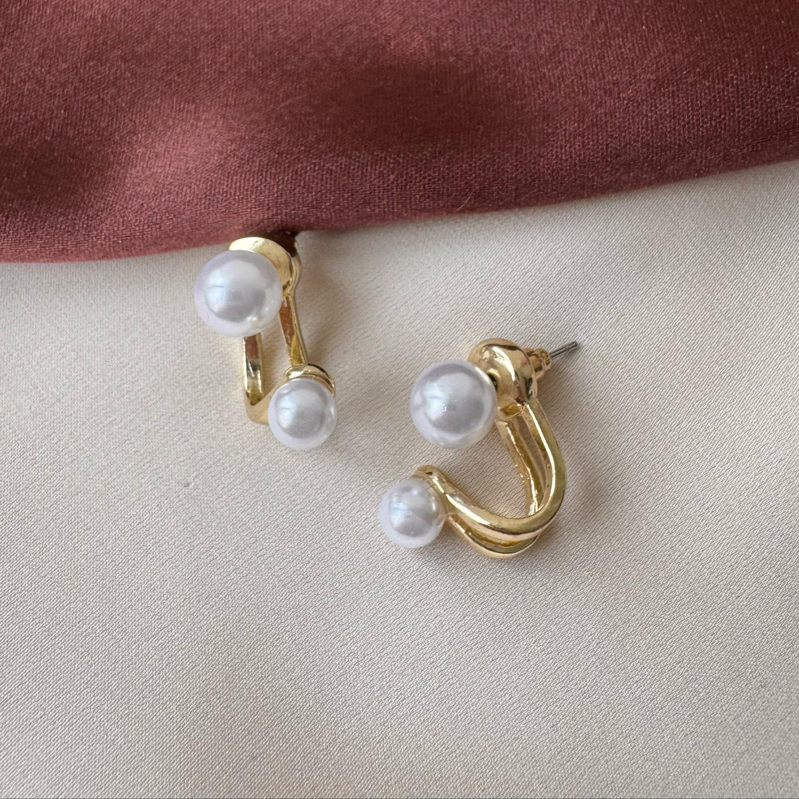 TFC Pearl Loop Gold Plated Stud Earrings