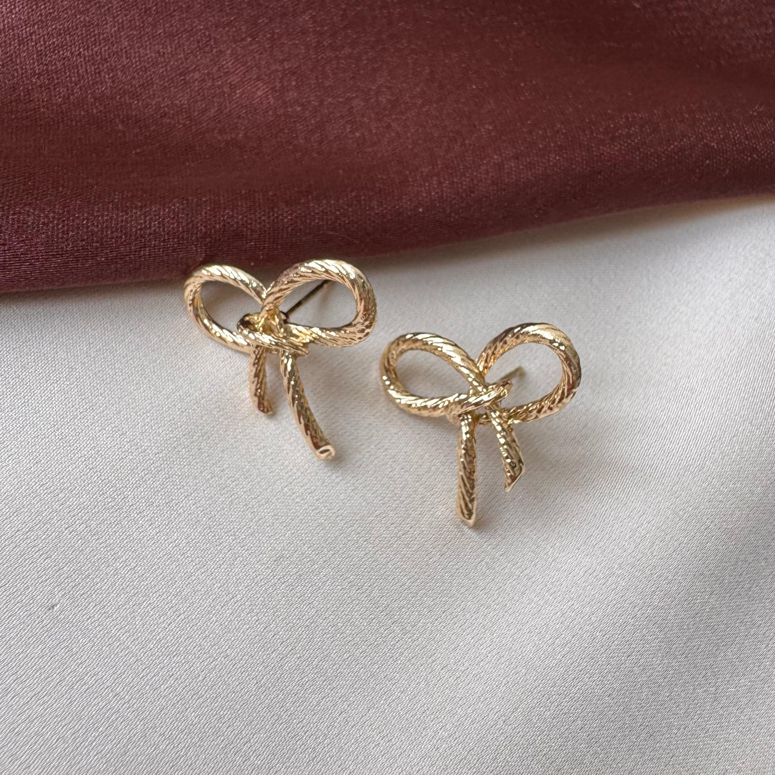 TFC Fine Bow Gold Plated Stud Earrings