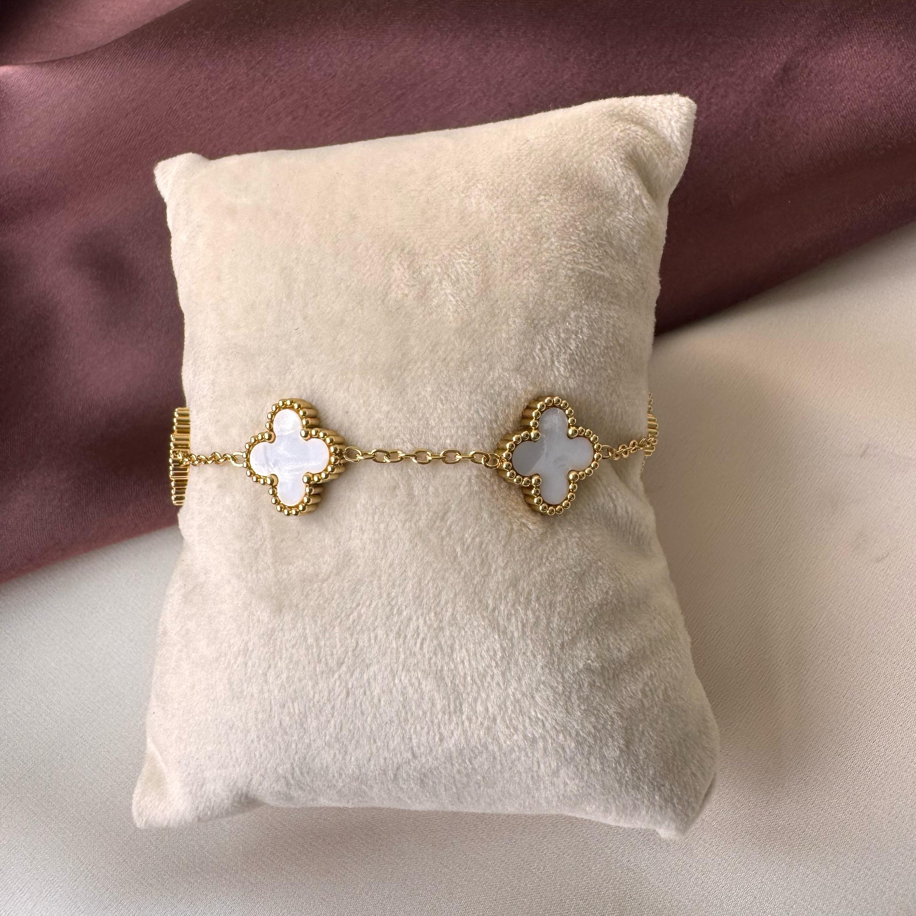 TFC White Flower Gold Plated Chain Bracelet