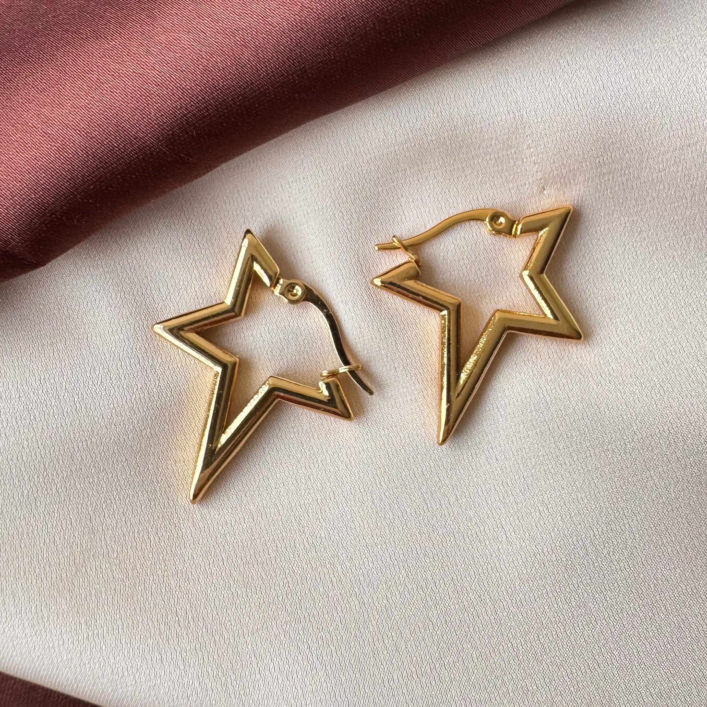 TFC Starry Gold Plated Hoop Earrings
