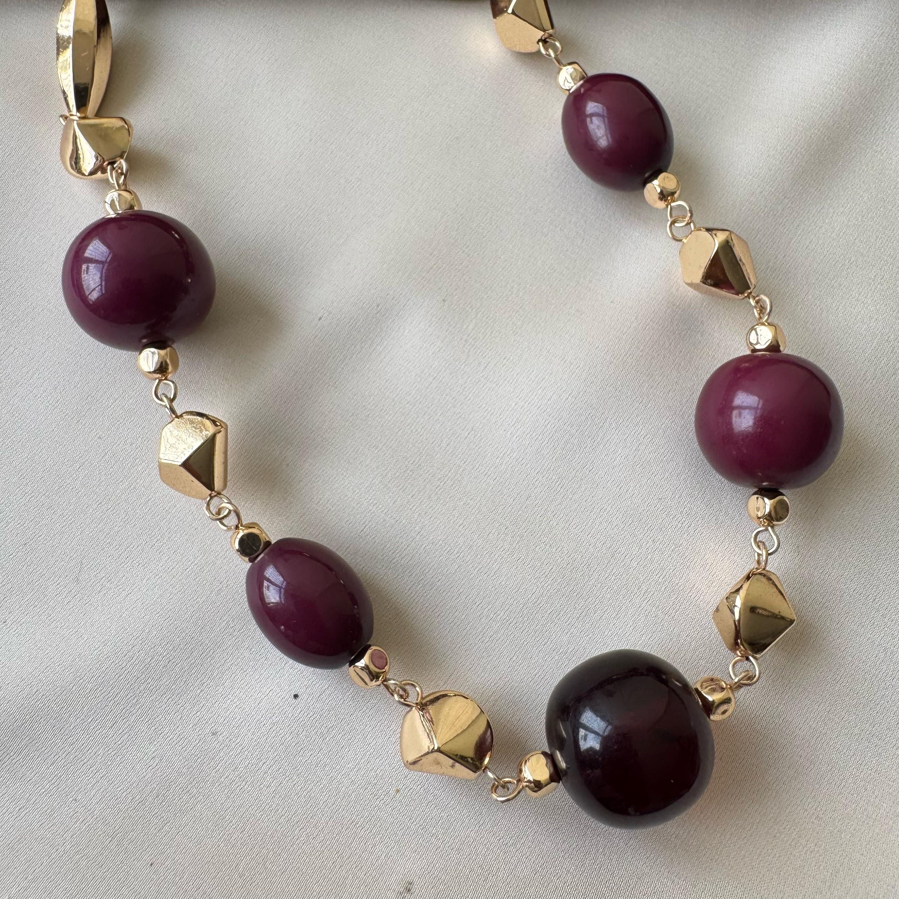 TFC Bold Colour Bead Gold Plated Necklace