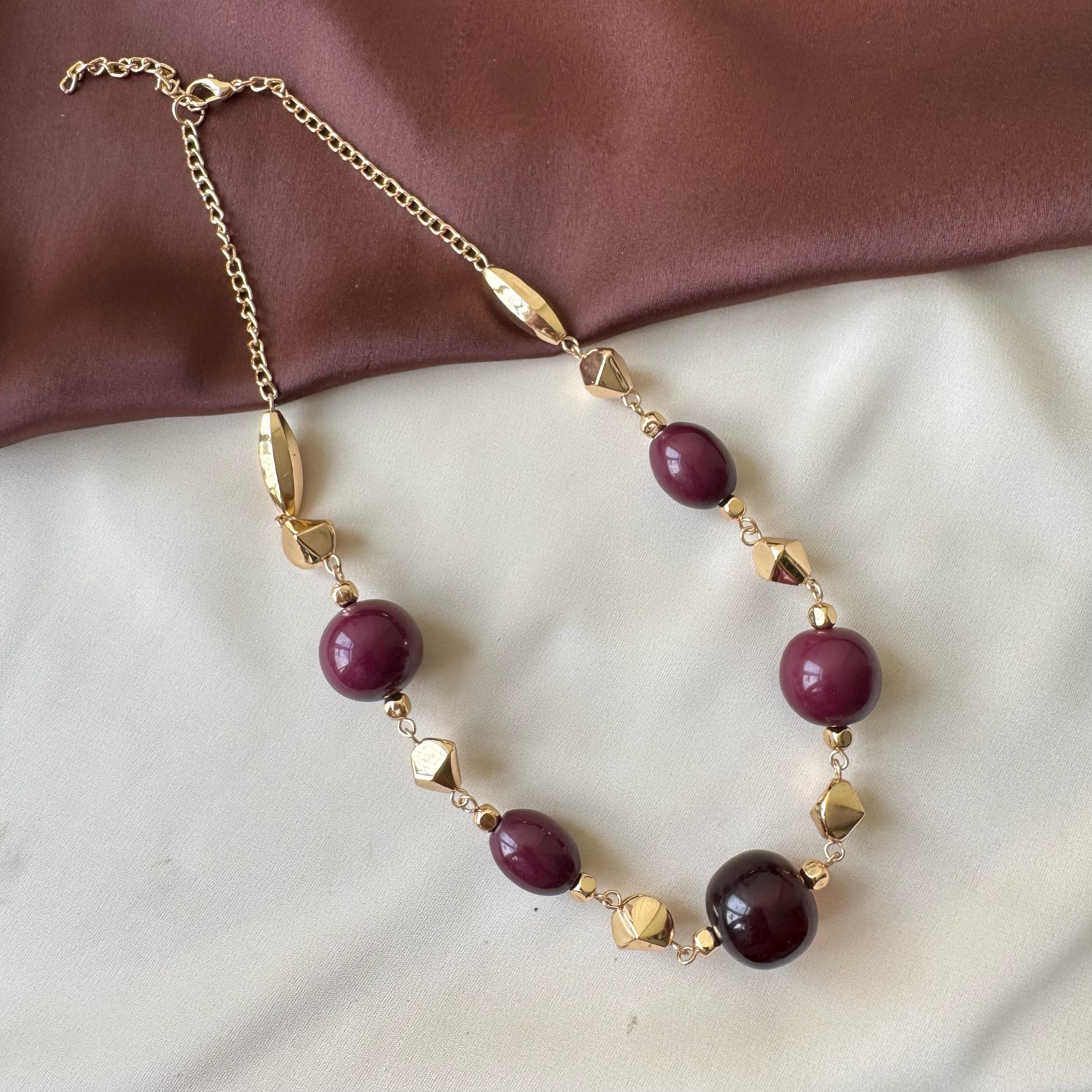 TFC Bold Colour Bead Gold Plated Necklace