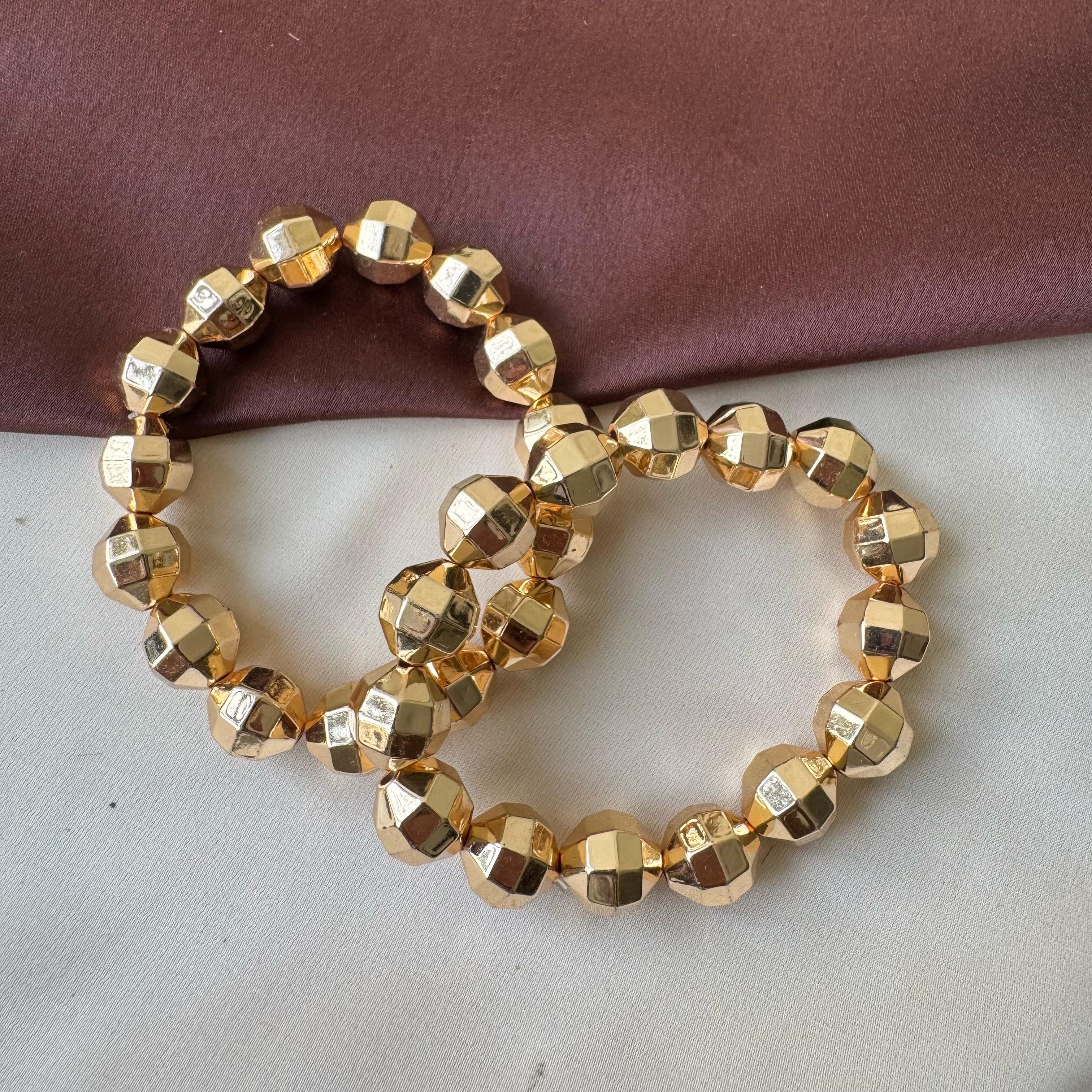 TFC Textured Circle Gold Plated Bracelet (set of 2 )