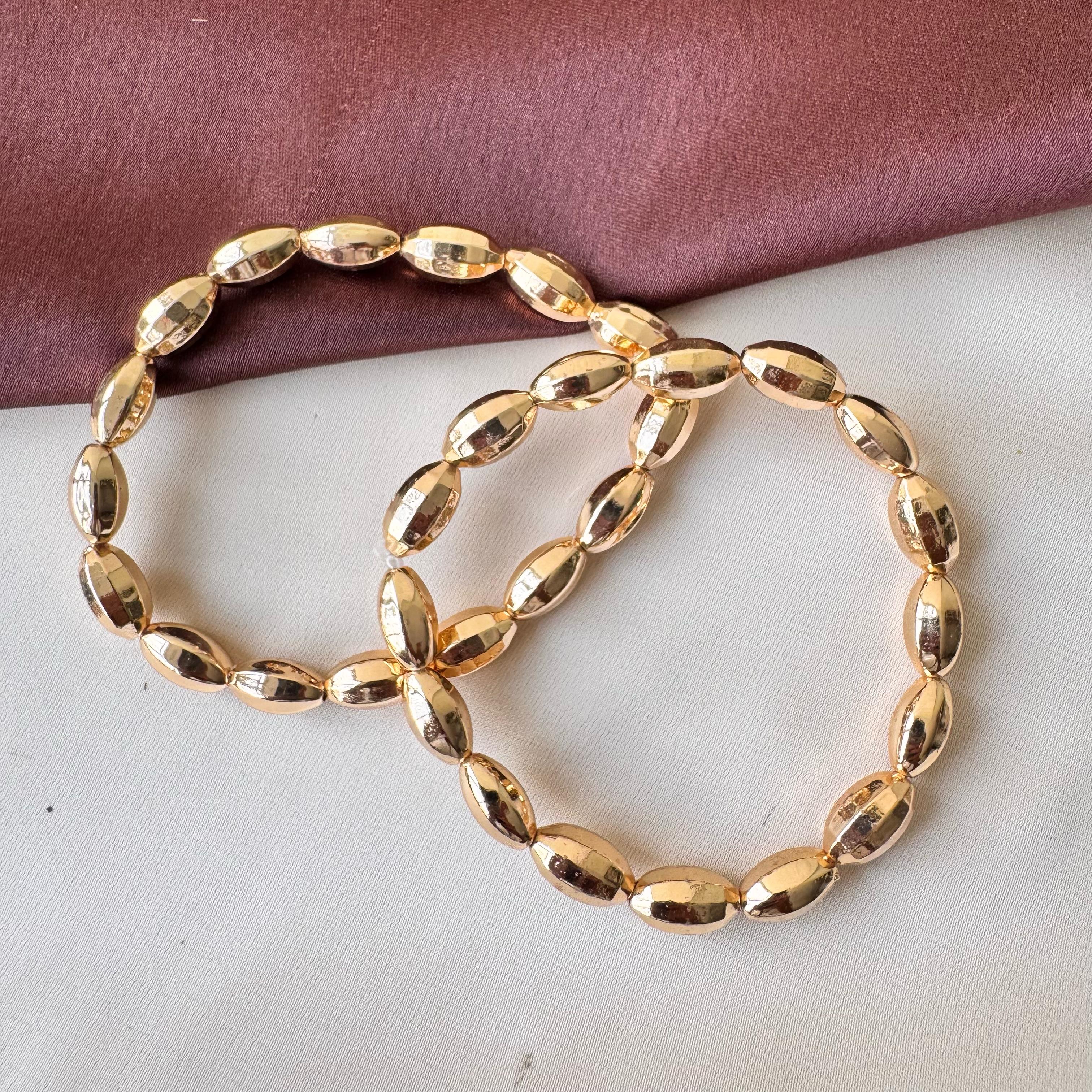 TFC Mini Cylinderical Shape Gold Plated Bracelet (set of 2 )