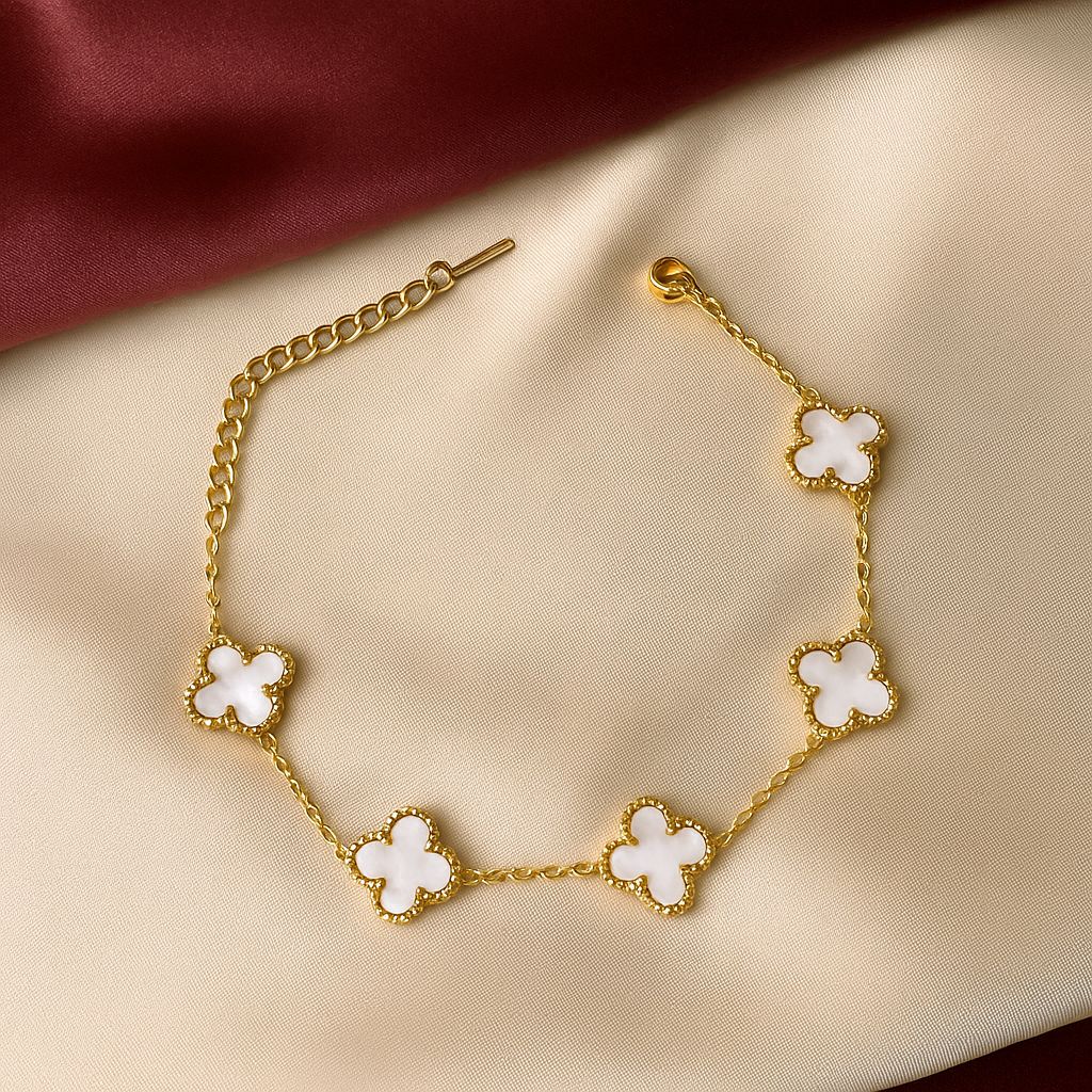TFC White Flower Gold Plated Chain Bracelet