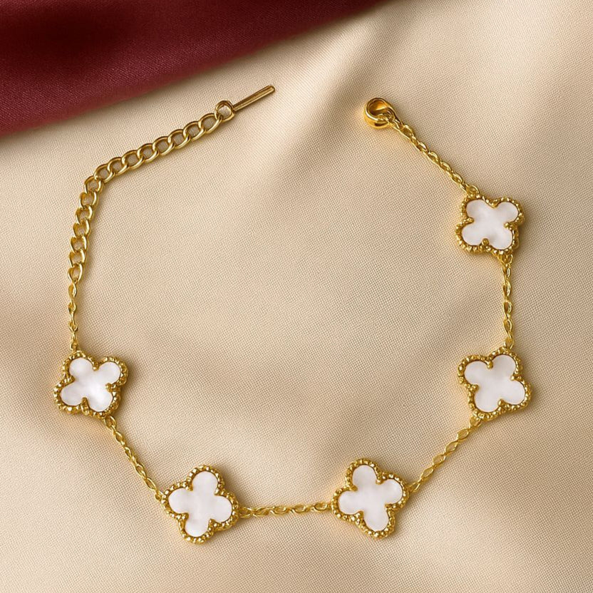 TFC White Flower Gold Plated Chain Bracelet