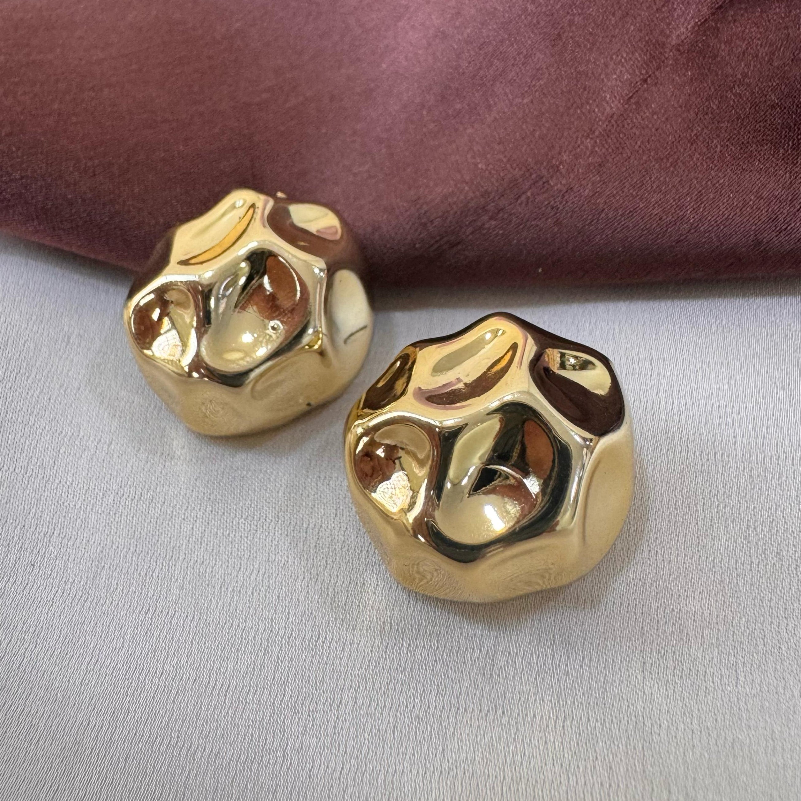 TFC Honey Comb Gold Plated Stud Earrings