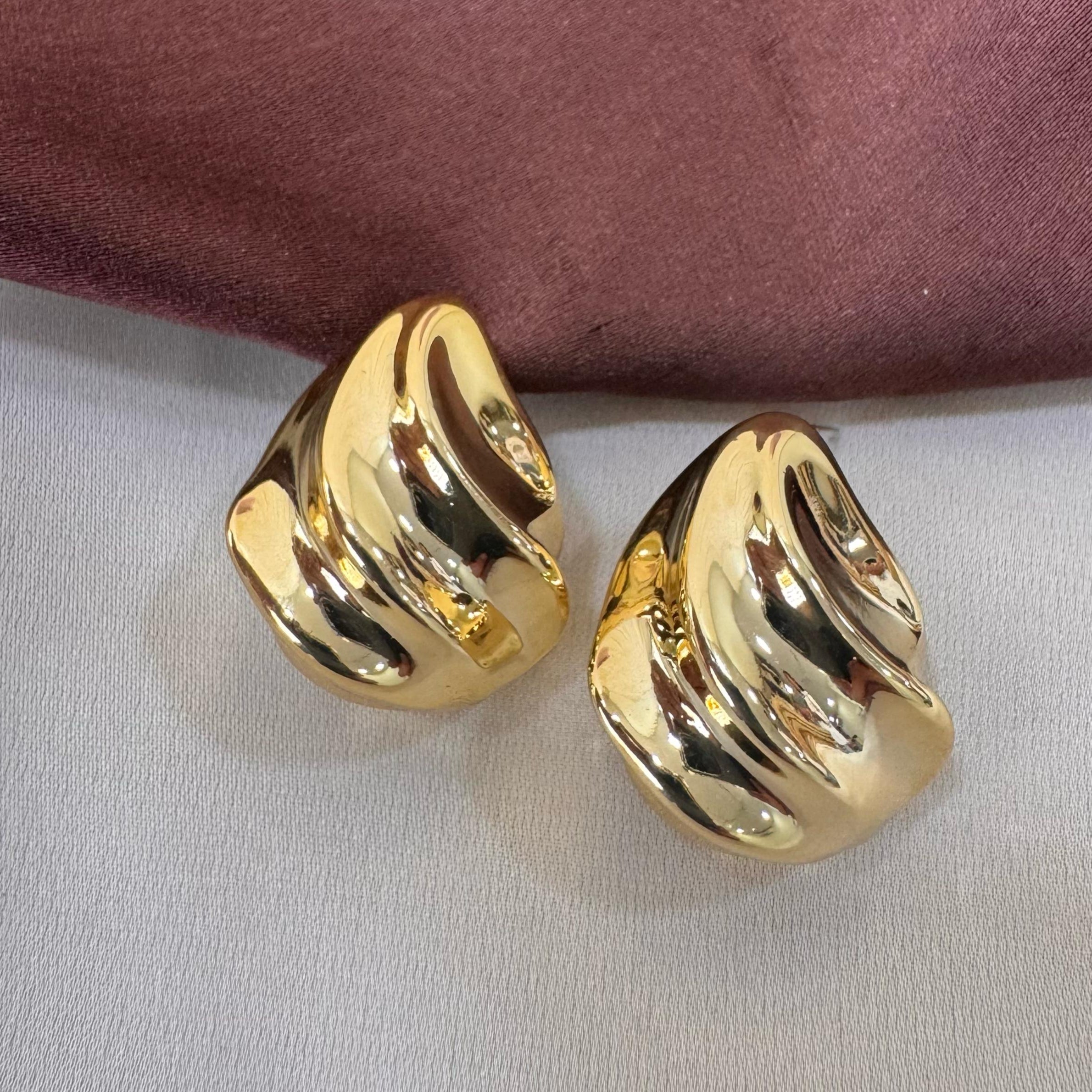 TFC Glossy Gold Plated Stud Earrings