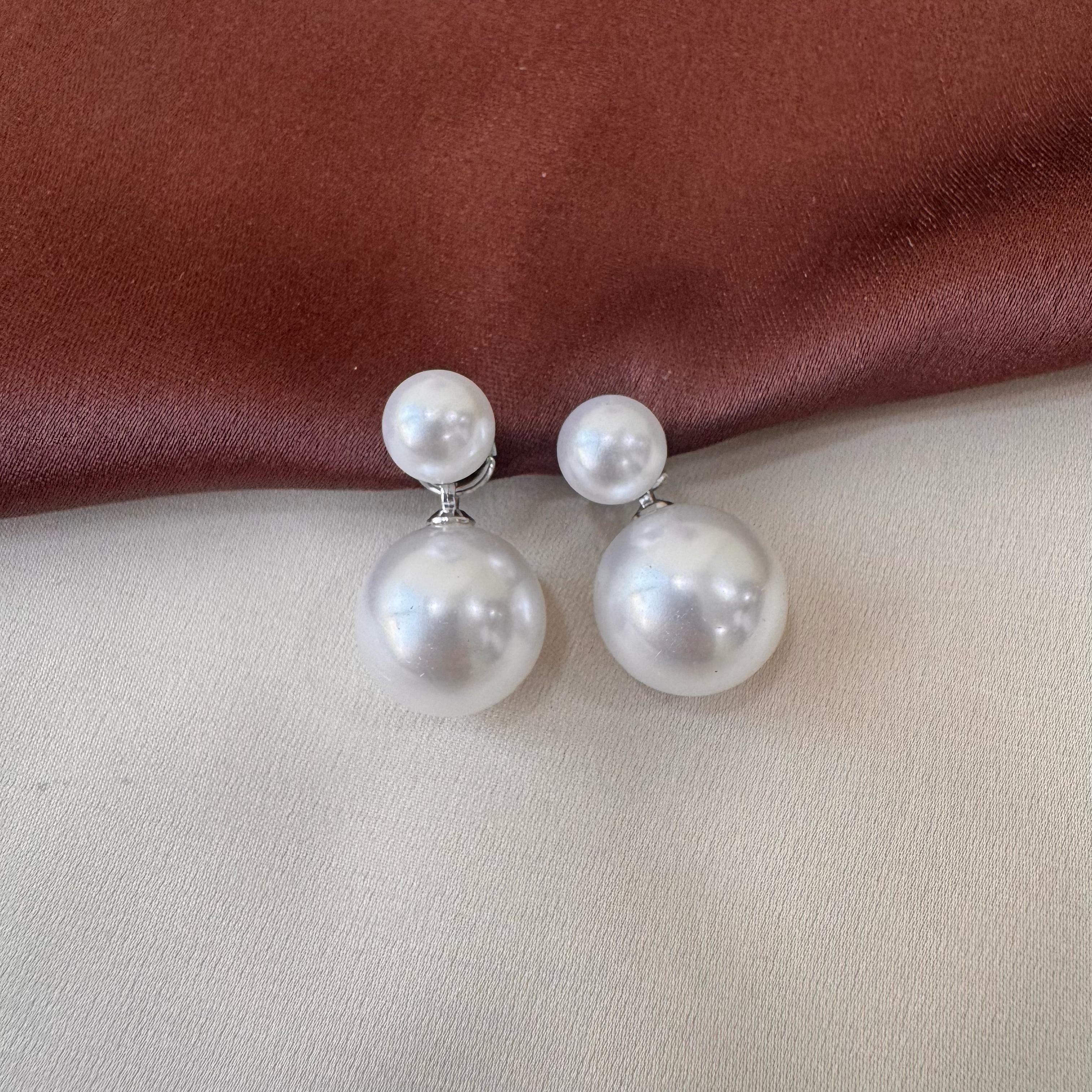 TFC Dual Pearl Silver Plated Stud Earrings