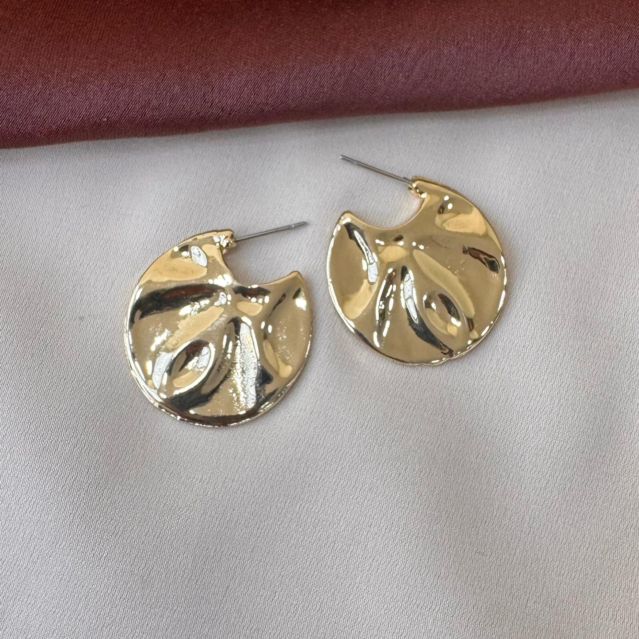 TFC Flat Coin Gold Plated Stud Earrings
