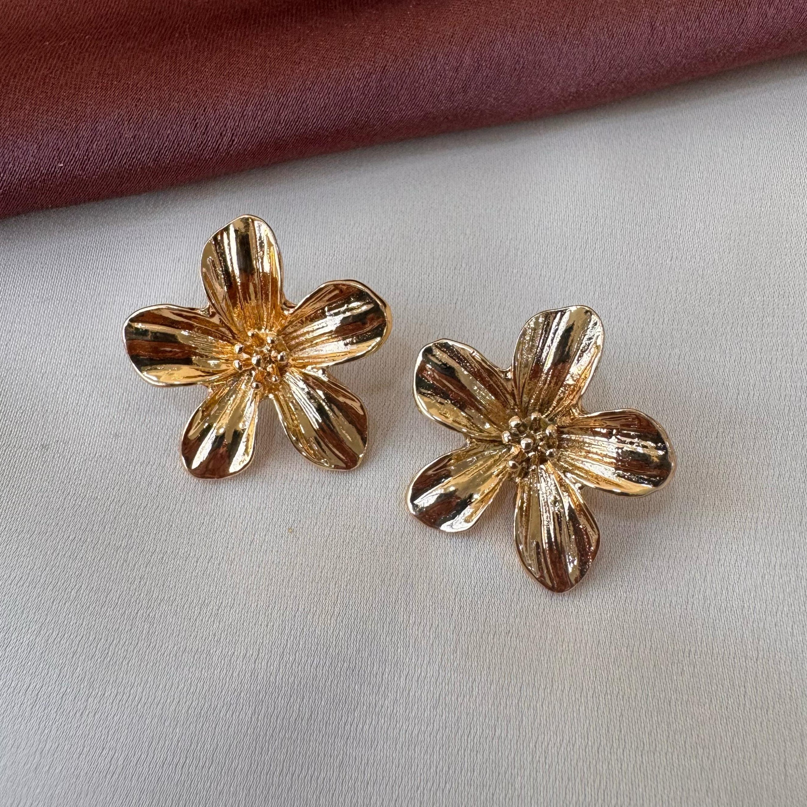 TFC Flower Bloom Gold Plated Stud Earrings