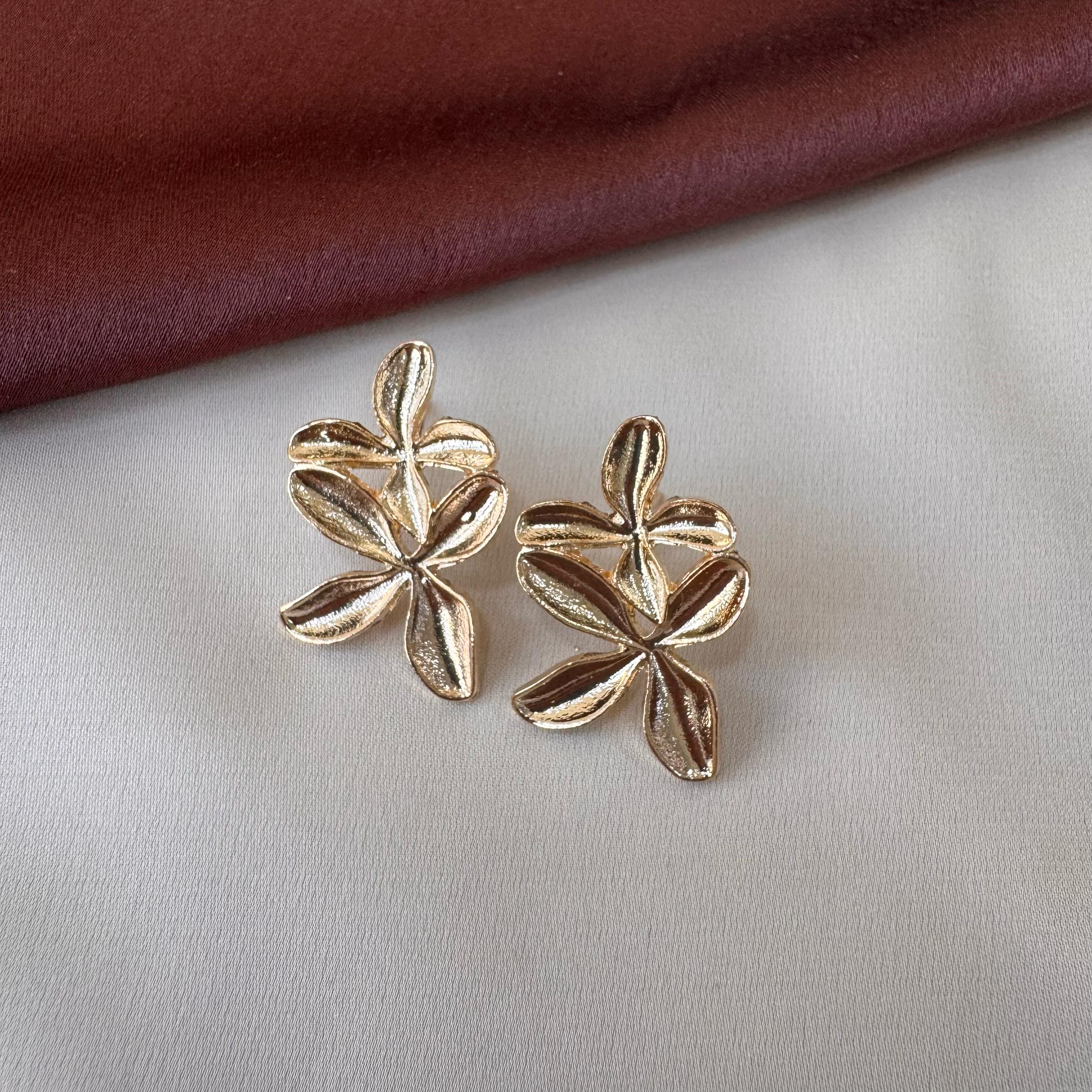 TFC Dual Flower Gold Plated Stud Earrings