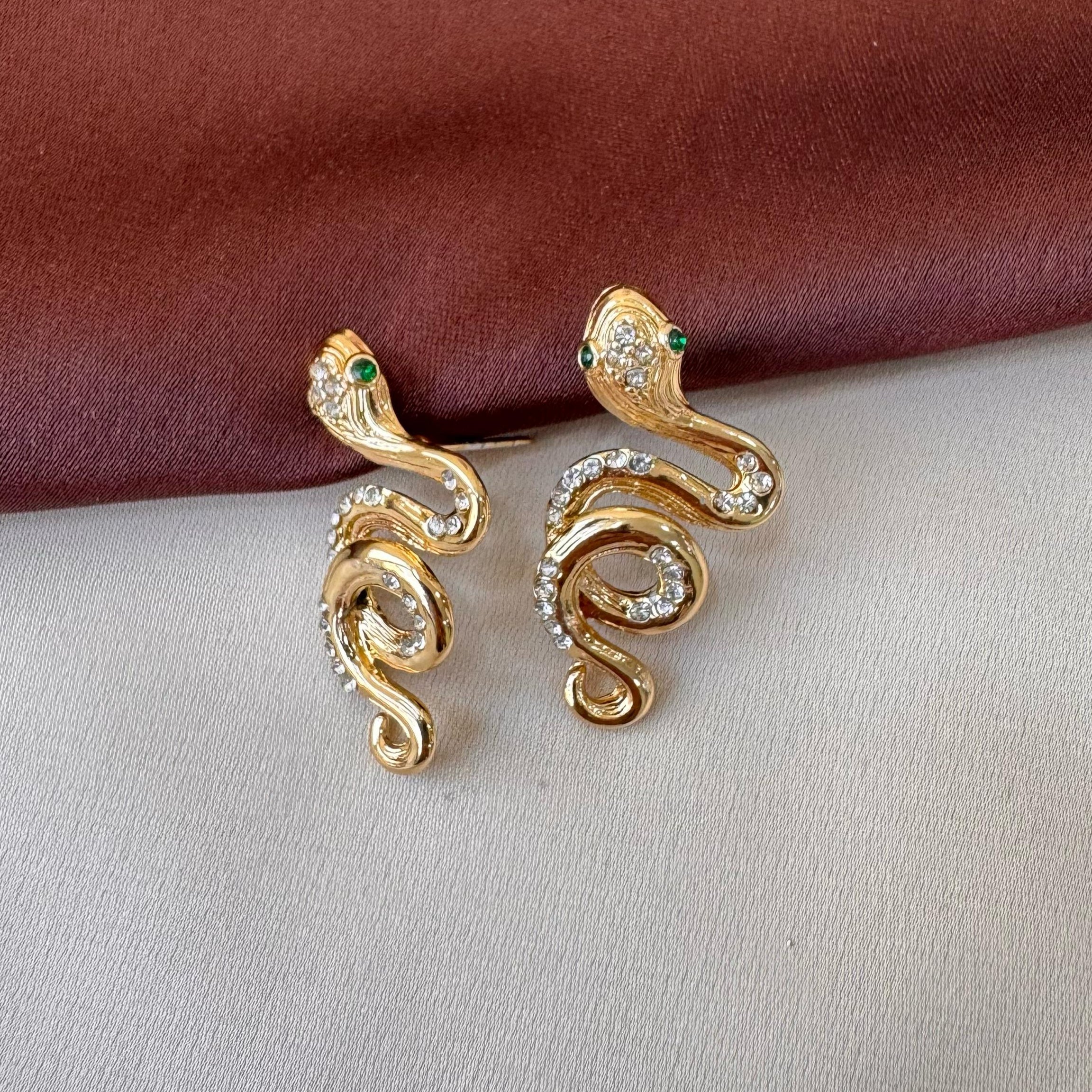 TFC Small Snake Gold Plated Stud Earrings