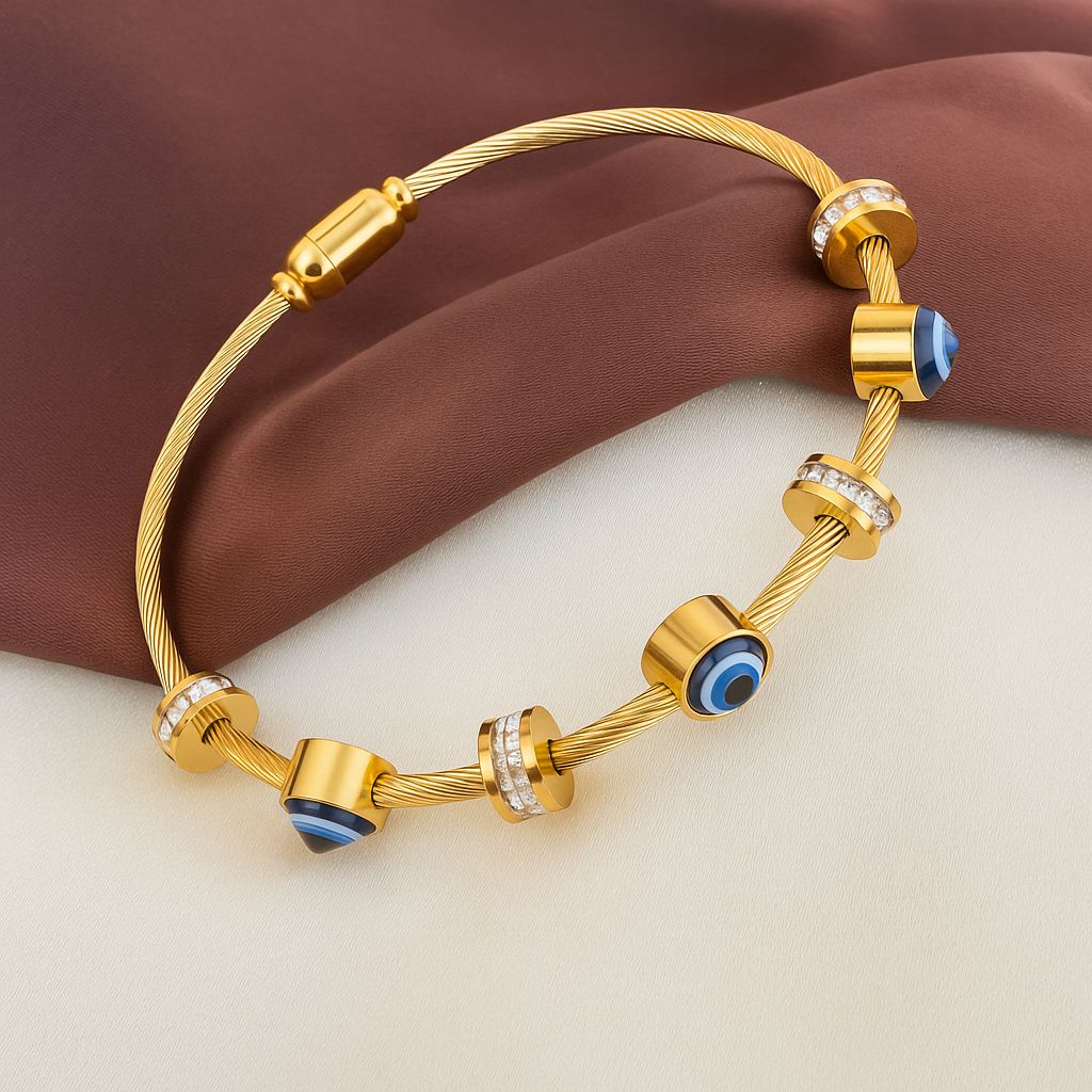 TFC Size 2.6 Evil Eye Gold Plated Bracelet Bangle