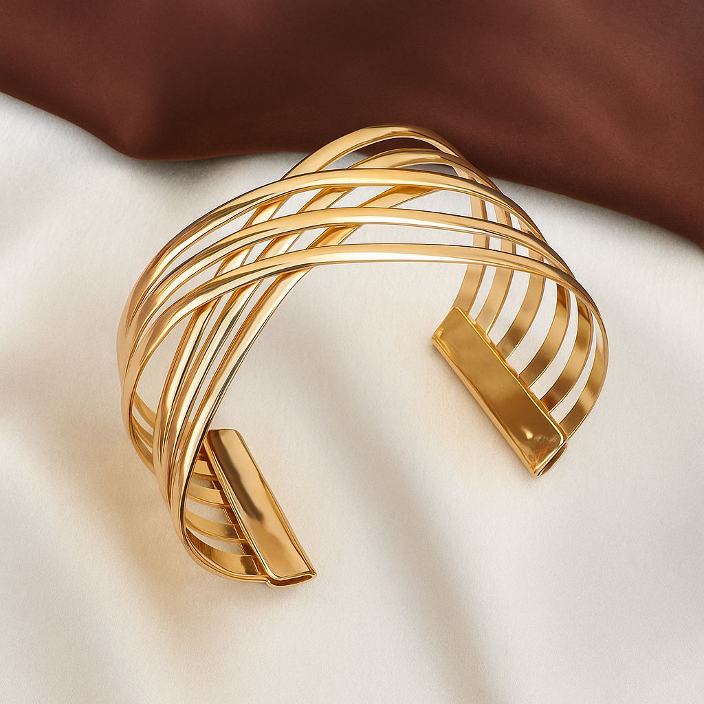 TFC Cross Gold Plated Cuff Bracelet