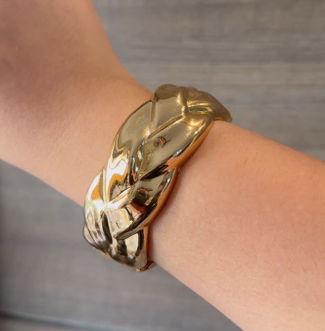 TFC  Size 2.8 Braid Style Gold Plated Bracelet Bangle