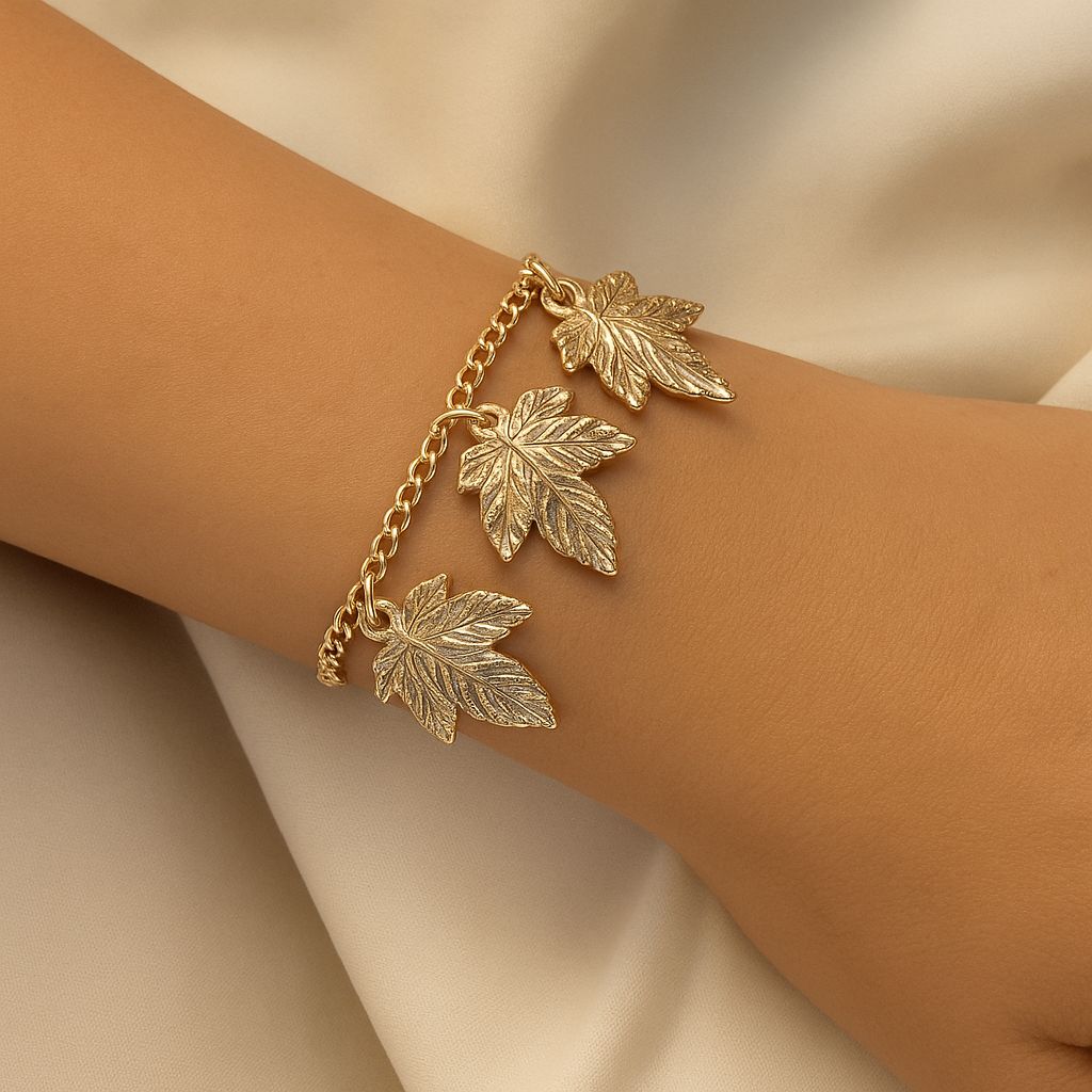 TFC Leaf Bead Gold Plated Bracelet