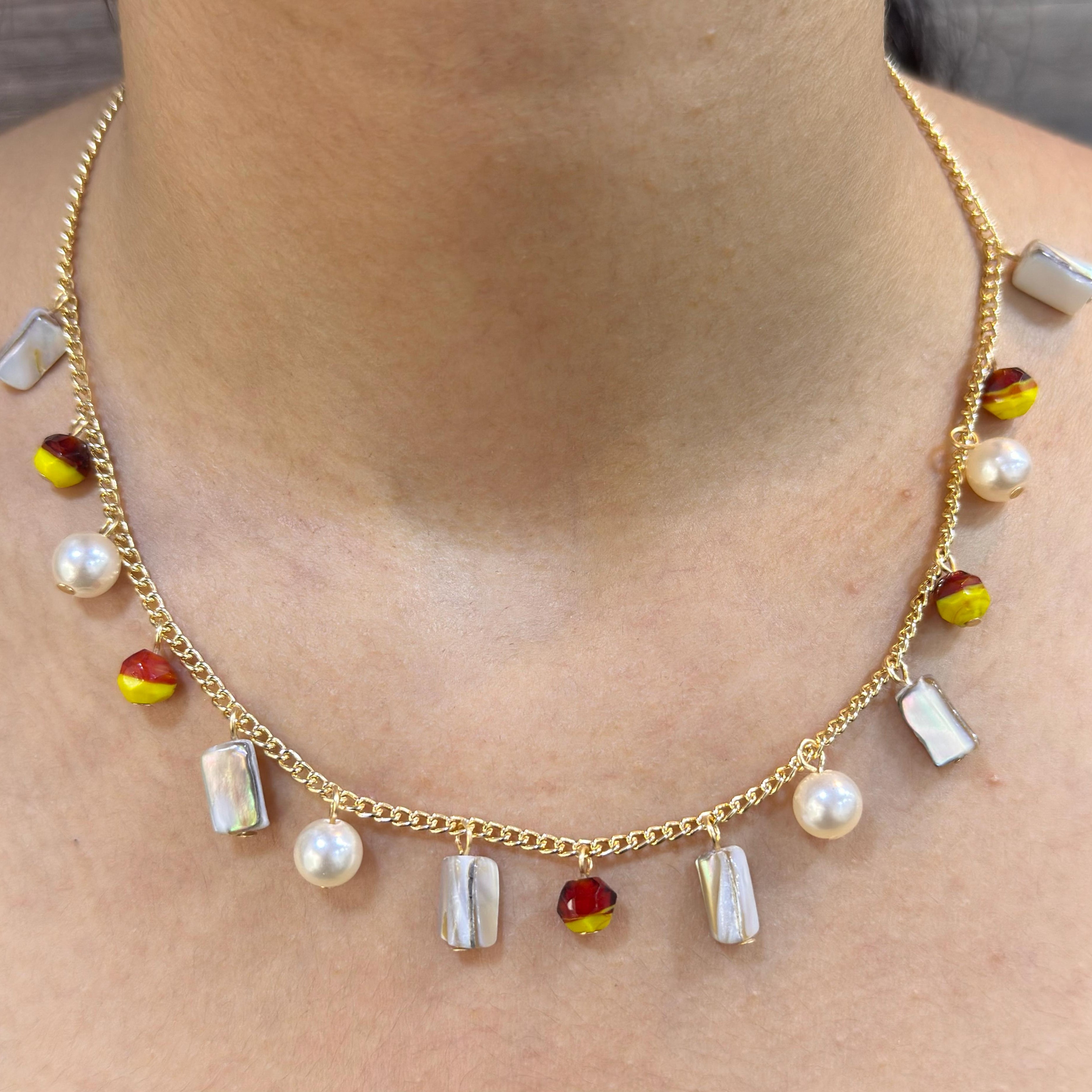TFC Beachy Bead Charms Gold Plated Necklace