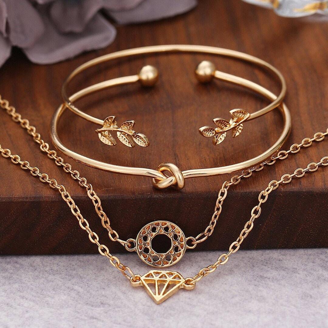 TFC Adjustable Leaf Knot Gold Plated Bracelet (set of 4 )