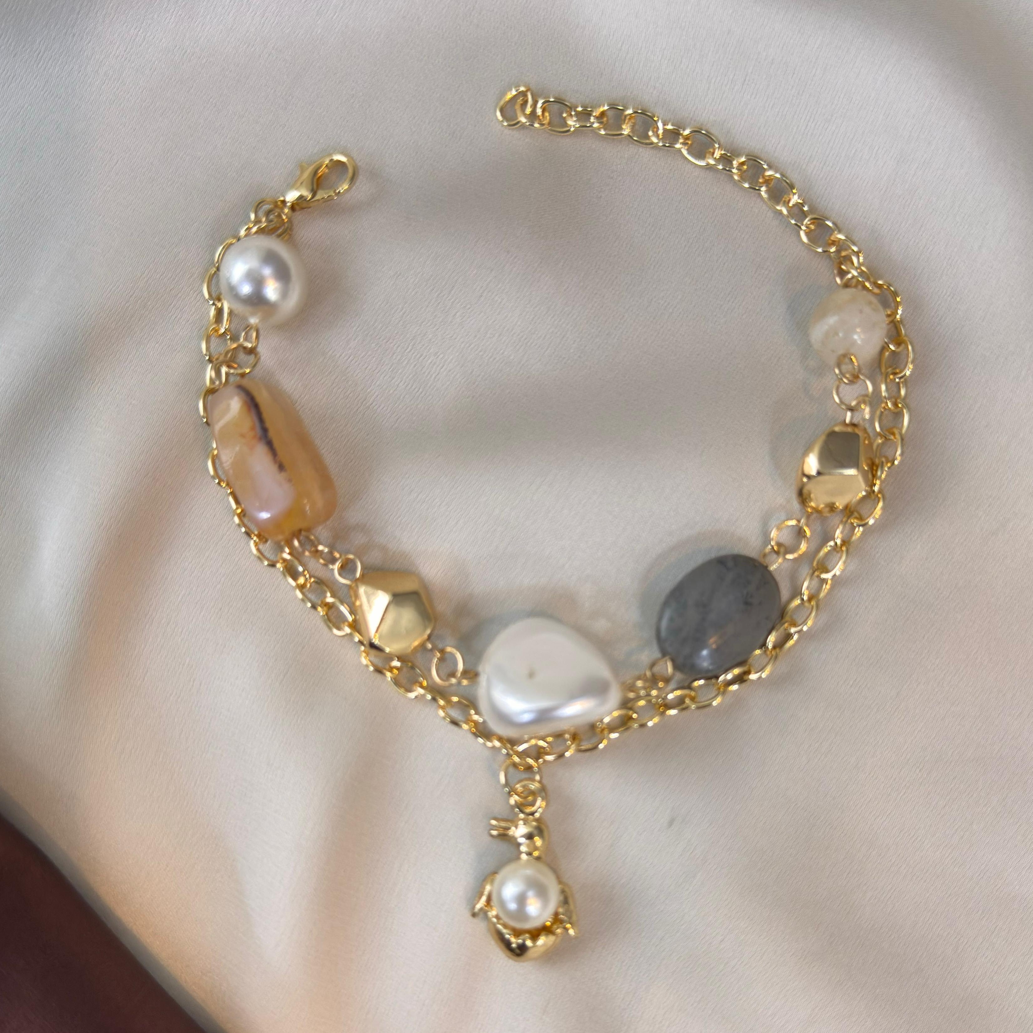 TFC Pearl Care Gold Plated Layered Bracelet