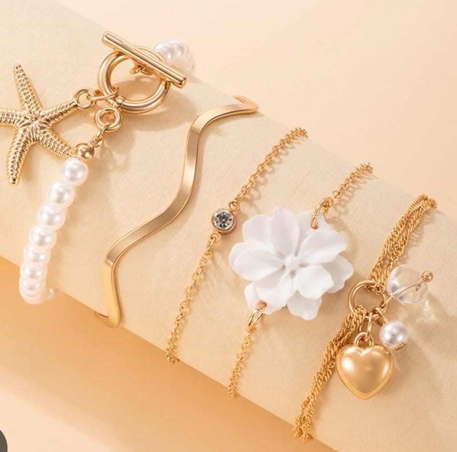 TFC Multi Design Gold Plated Bracelet (set of 5)