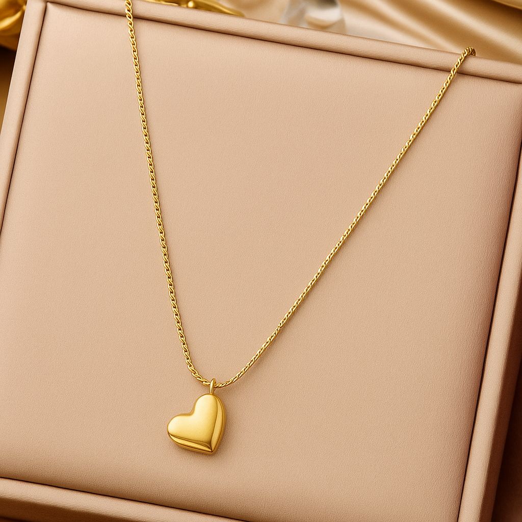 TFC Slant Heart Gold Plated Pendant Necklace