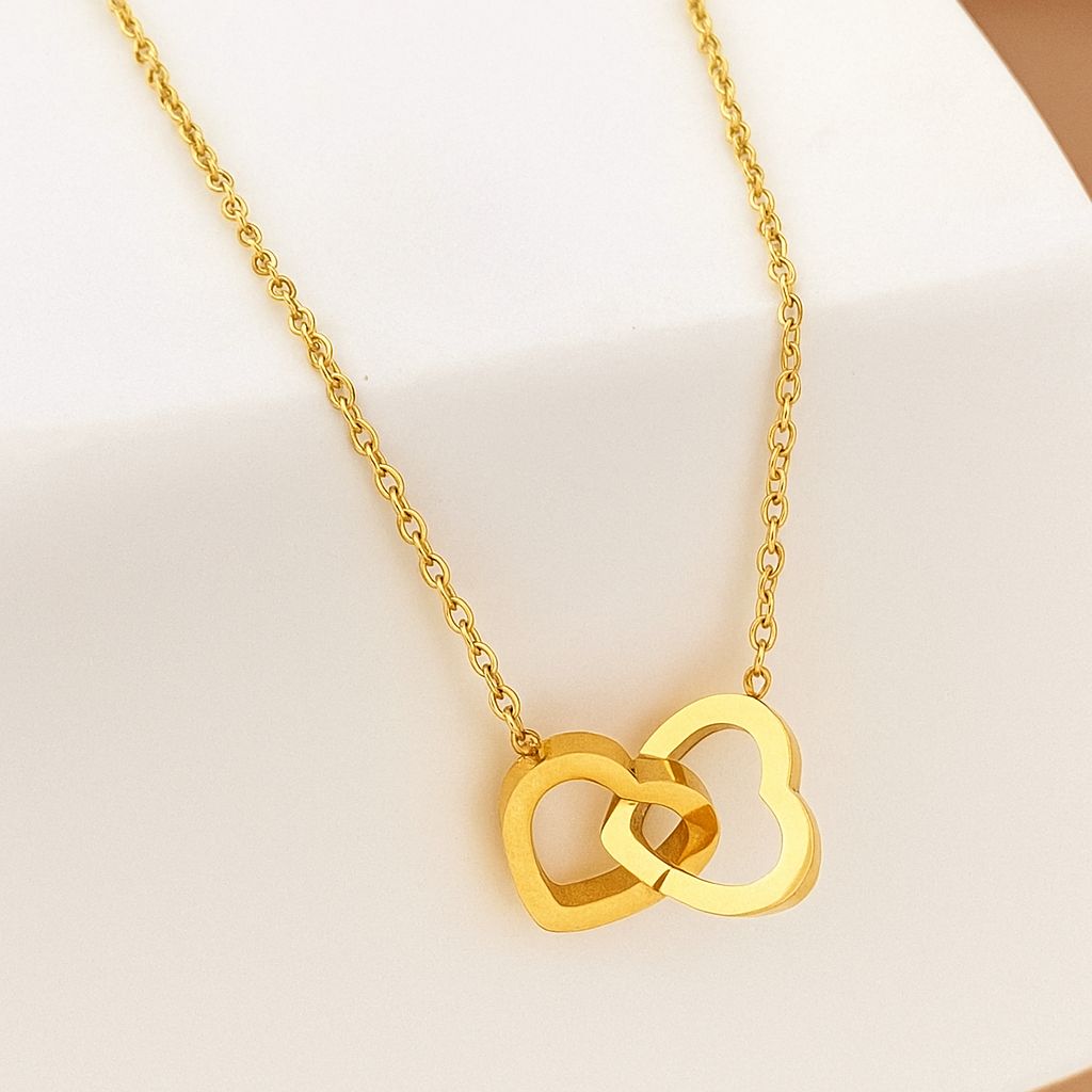 TFC Dual Heart Gold Plated Necklace