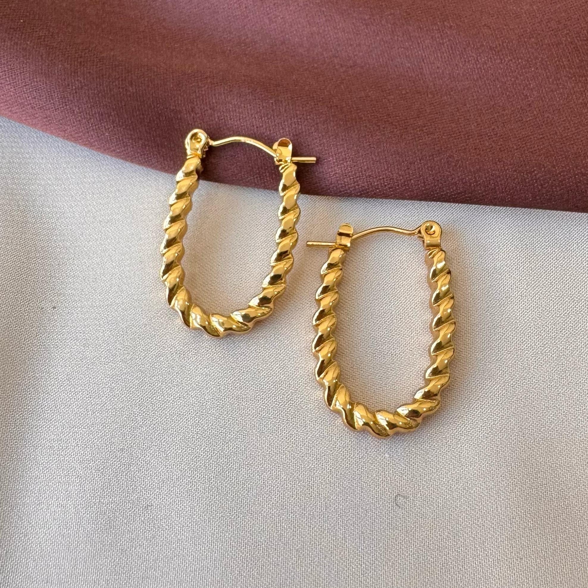 TFC Long Loop Gold Plated Hoop Earrings