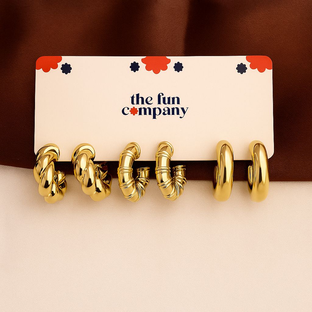 TFC Outstanding Gold Plated Multi Hoop Earrings Combo Set