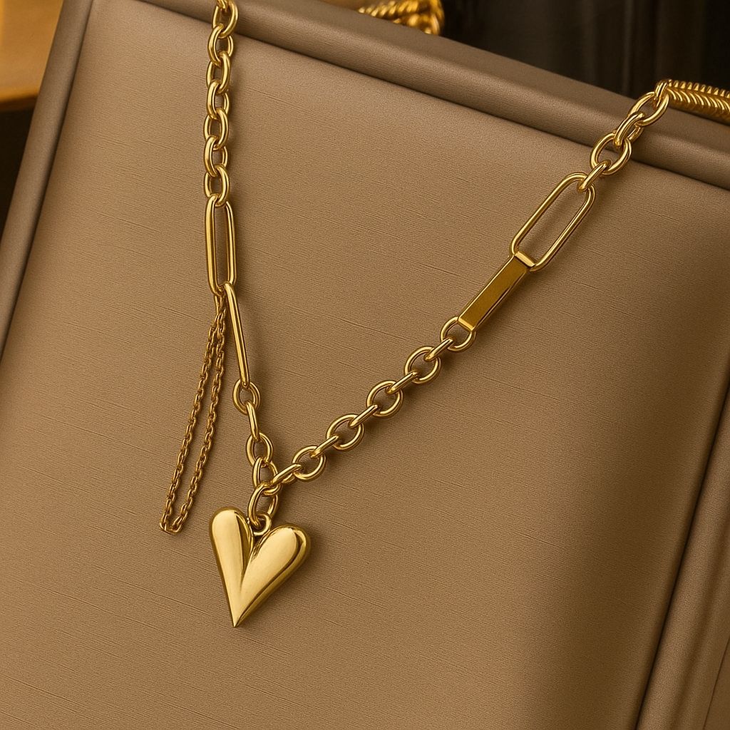 TFC Chain Locked Heart Gold Plated Necklace