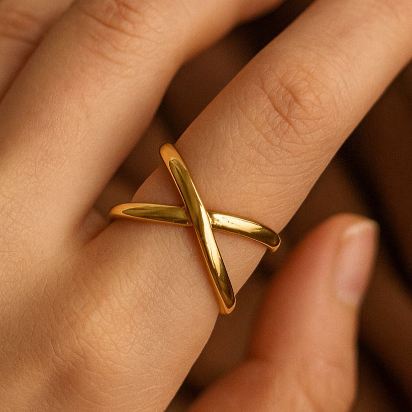 TFC Overlap Statement Gold Plated Adjustable Ring